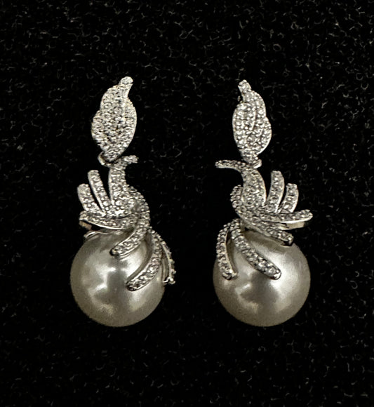 Ornate Crystal Pearl Earrings
