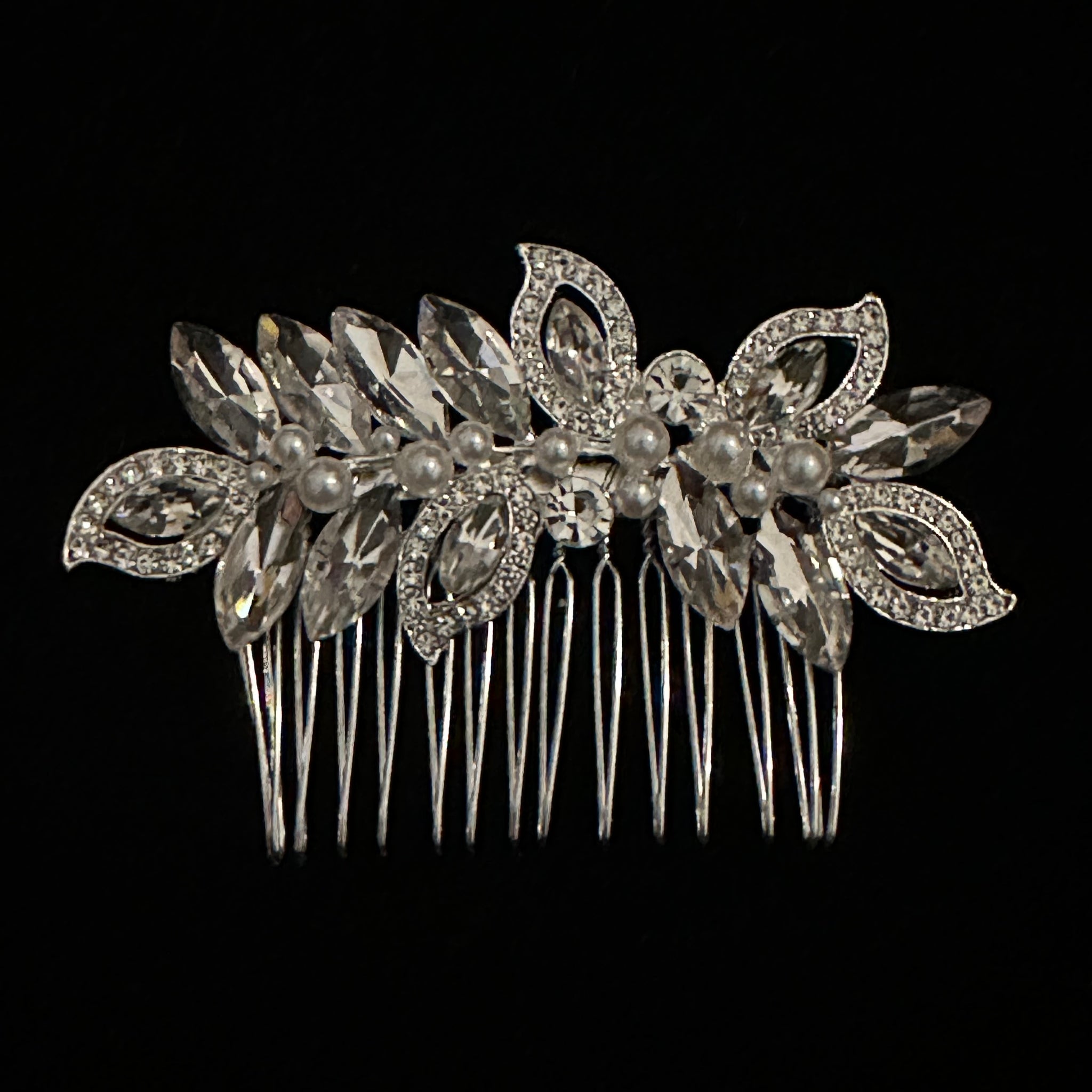 Petals / Pearls Crystal Hair Comb