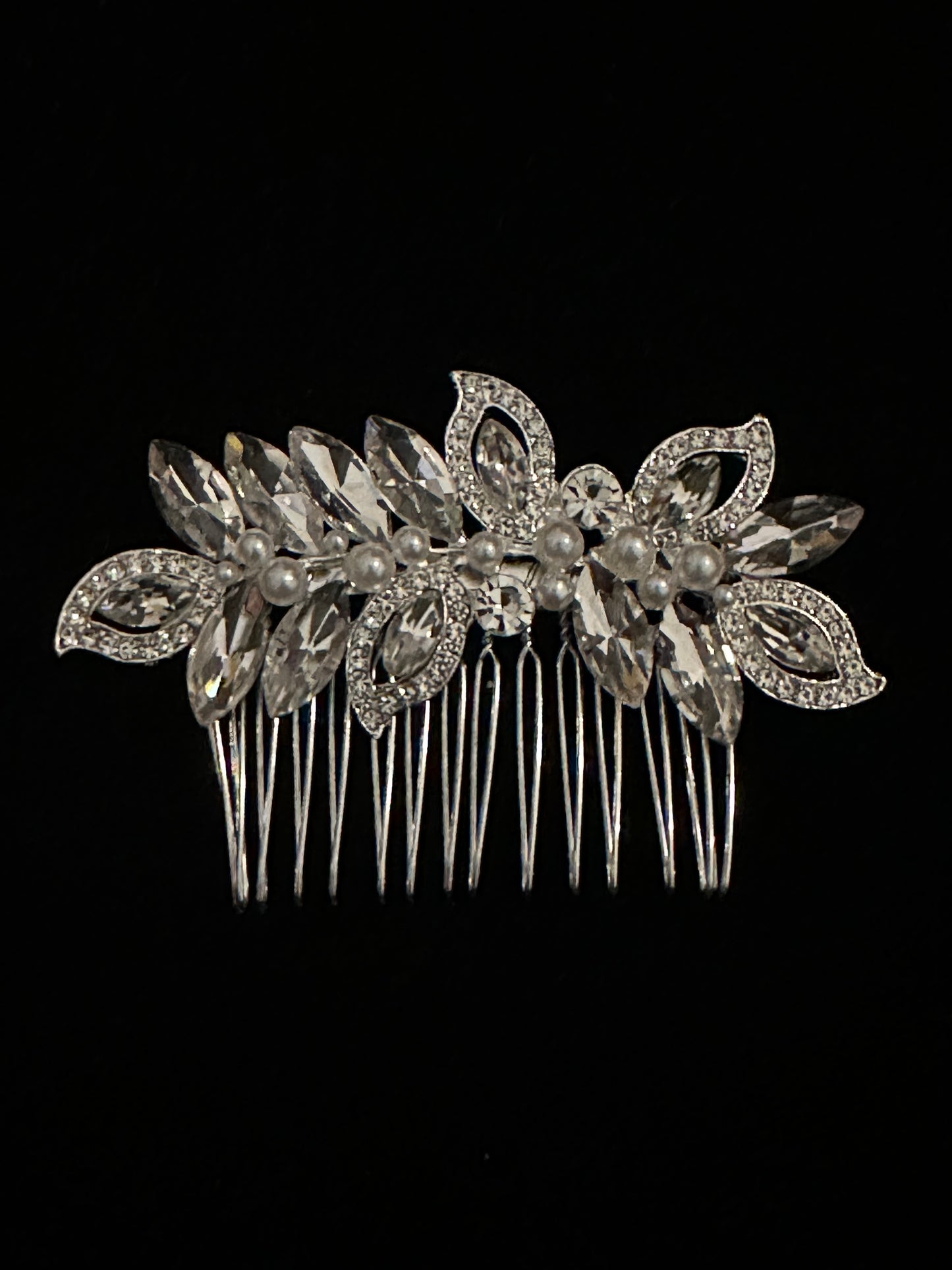 Petals / Pearls Crystal Hair Comb