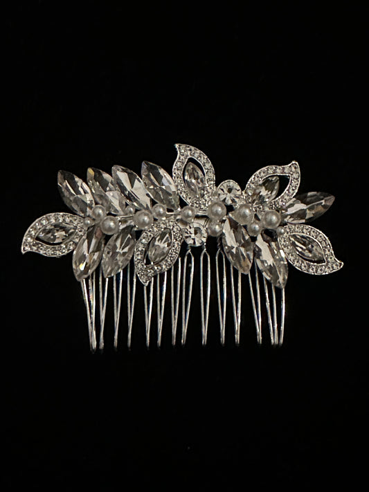 Petals / Pearls Crystal Hair Comb