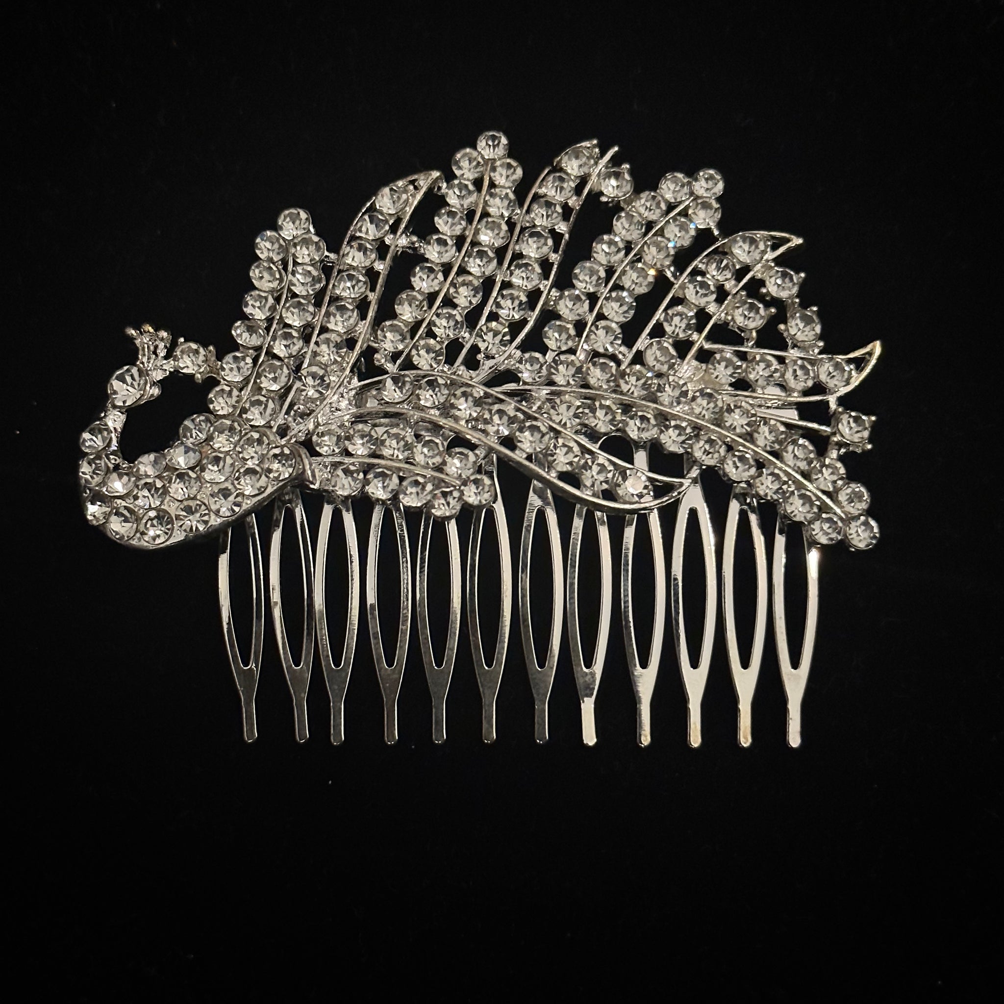 Peacock Crystal Hair Comb