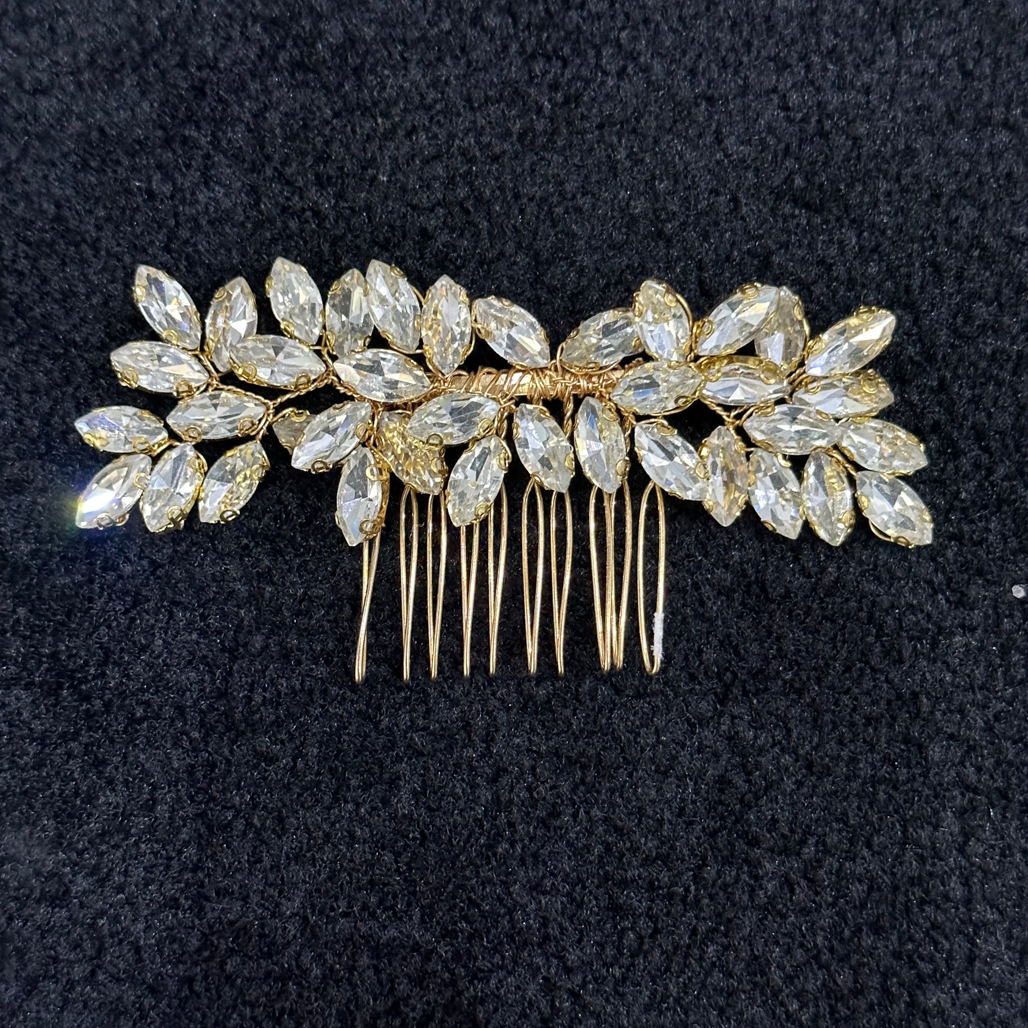 Medium Size Gold Crystal Hair Comb