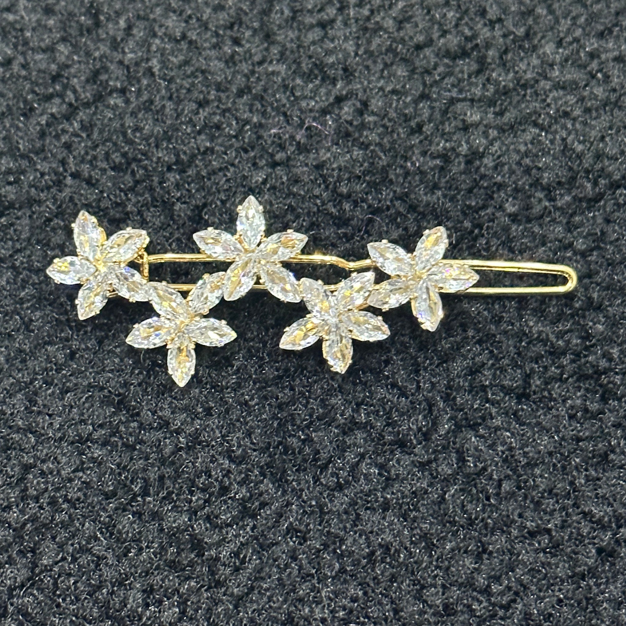 Gold Crystal Floral Hair Slide