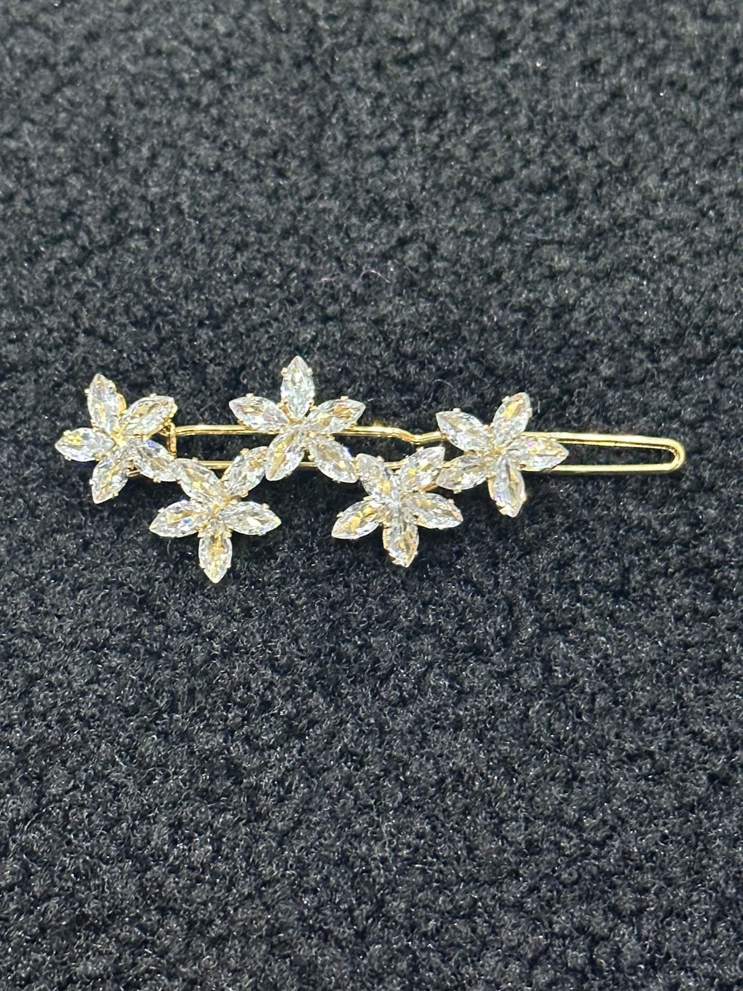 Gold Crystal Floral Hair Slide