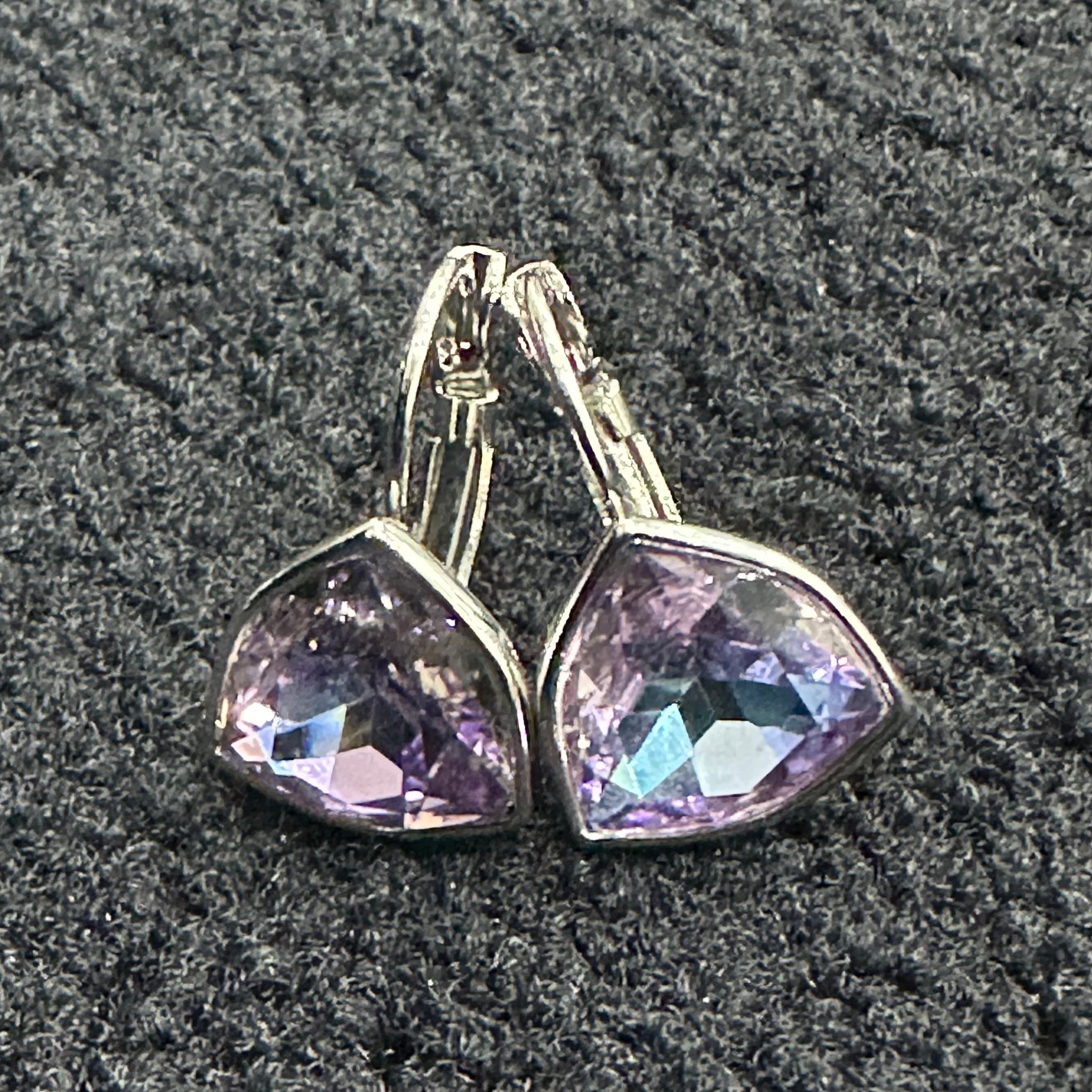 Lilac Crystal Triangle Earrings