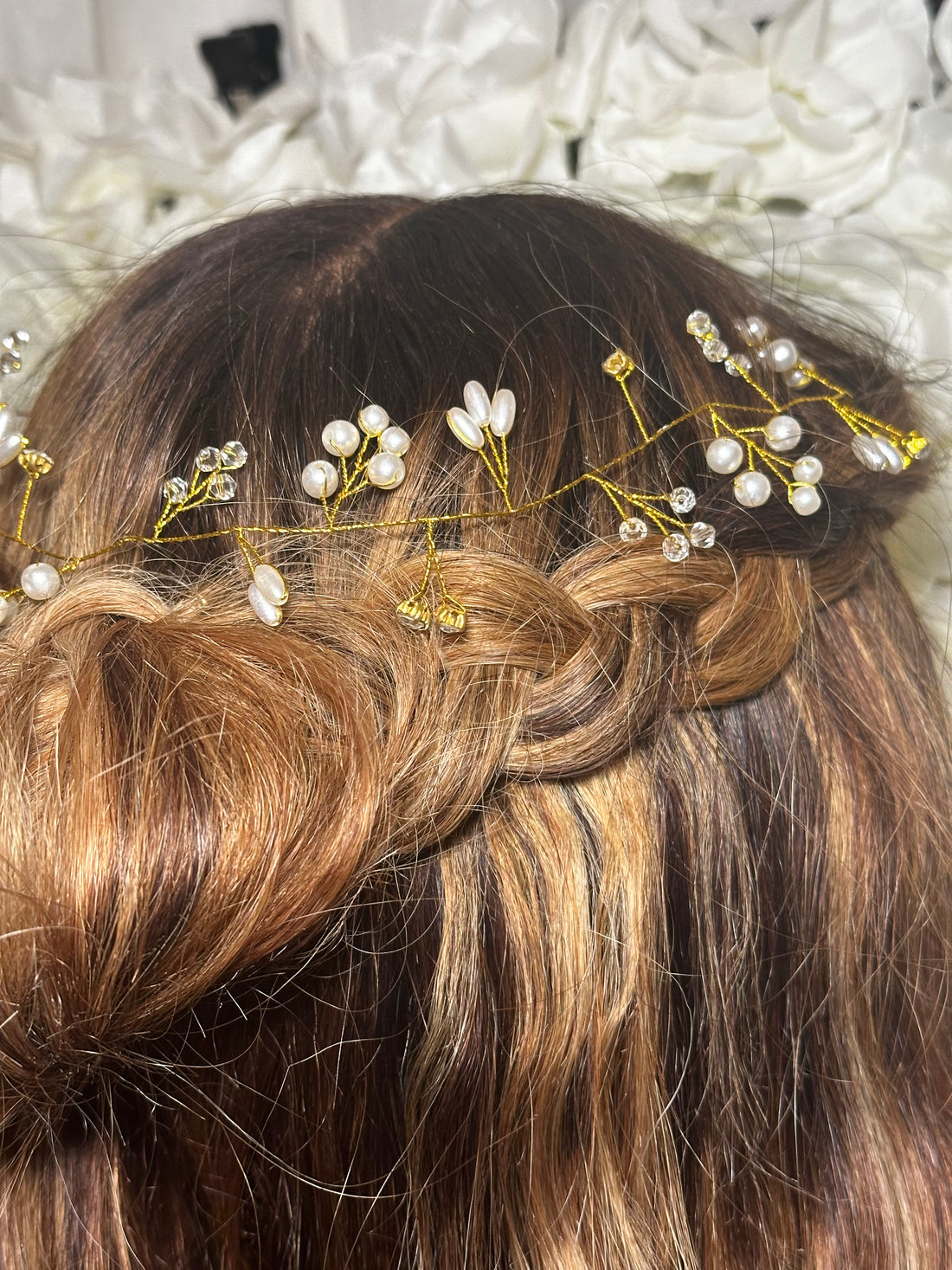 Gold Pearl Floral Hairvine 35cm