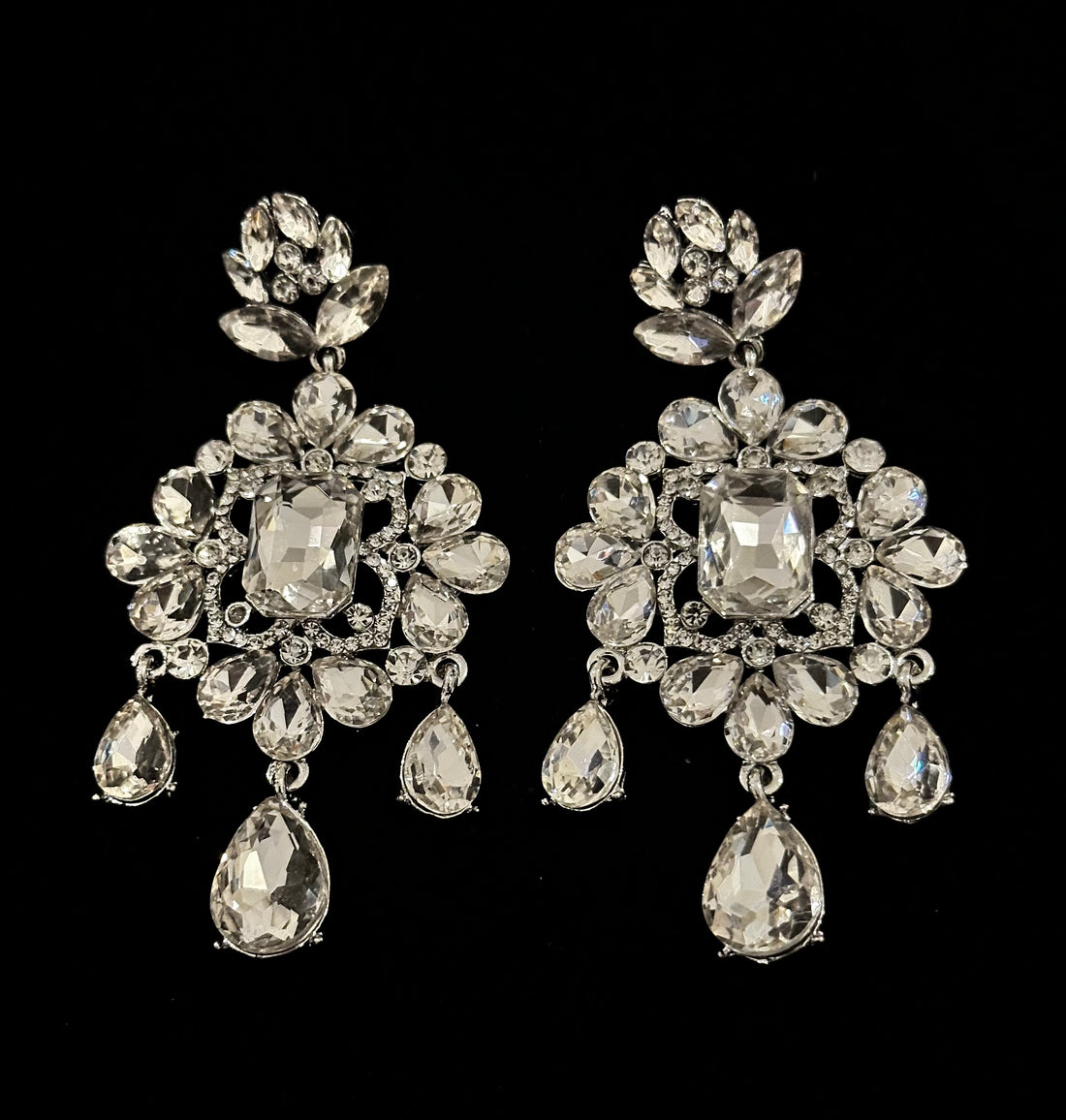 Crystal 3 Tier Drop Earrings