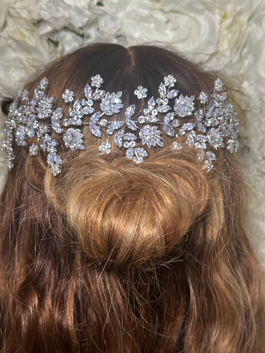 Large Floral Crystal Hairpiece