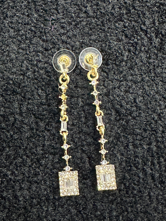 Crystal Geometric Square Drop Earrings