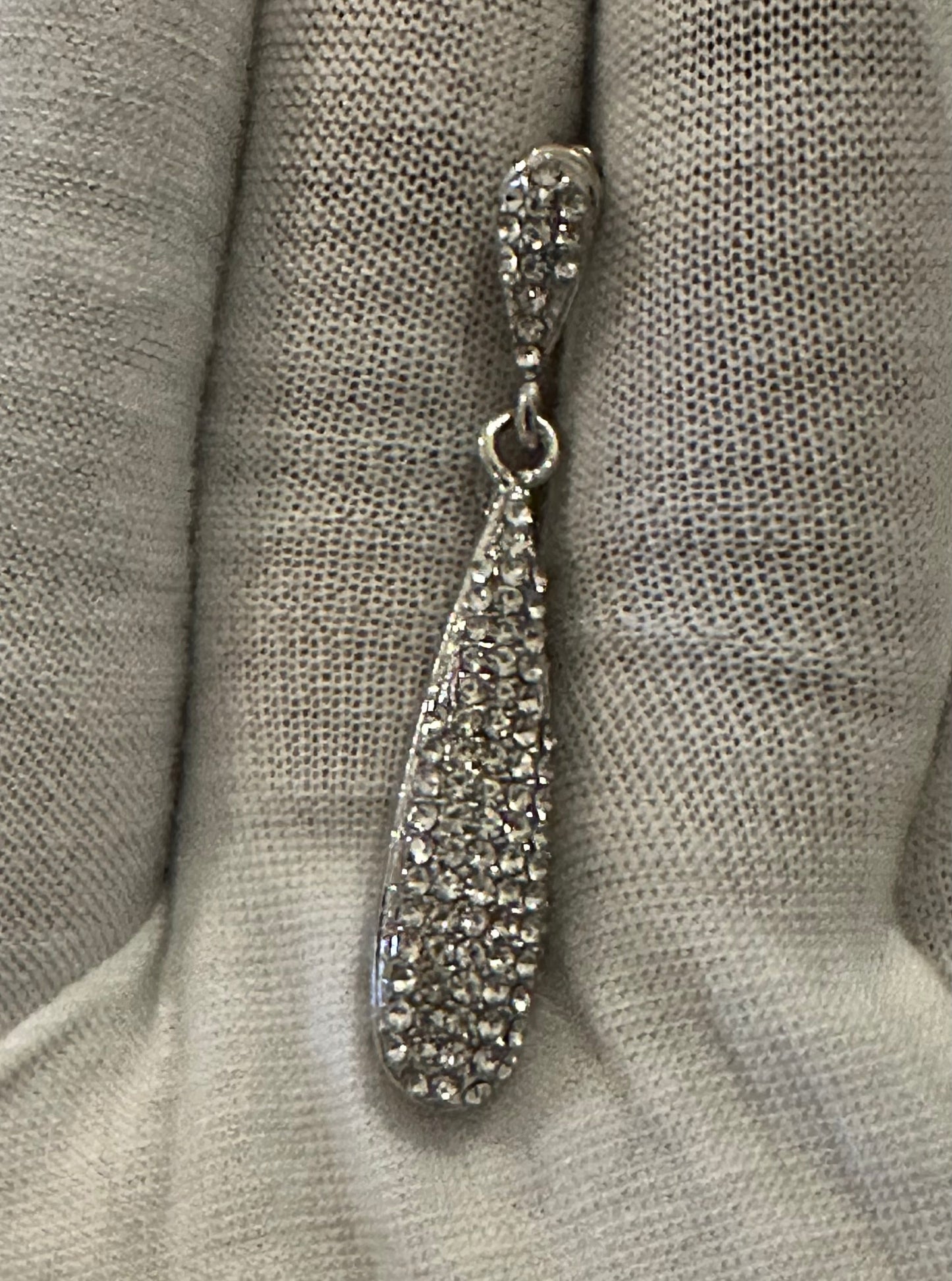 Silver Pave Drop Earrings