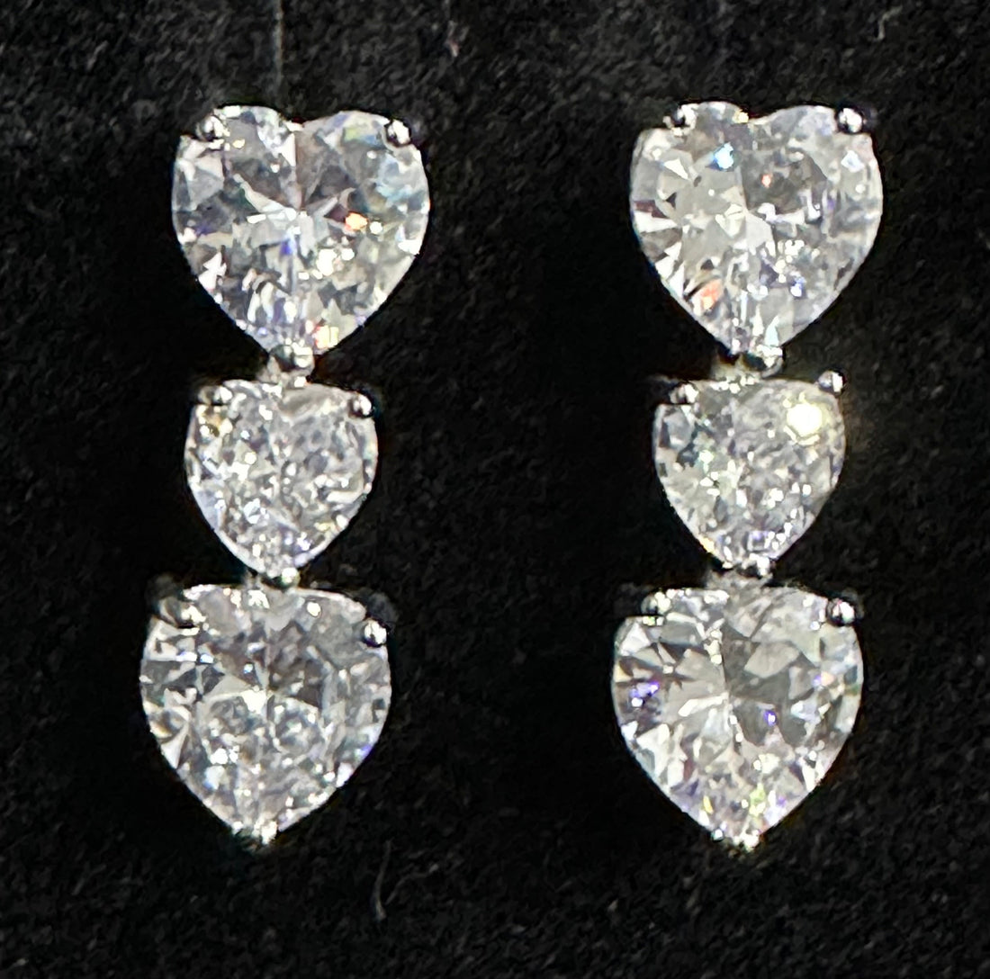 Timeless Triple Heart Stud Earrings for Elegant Weddings