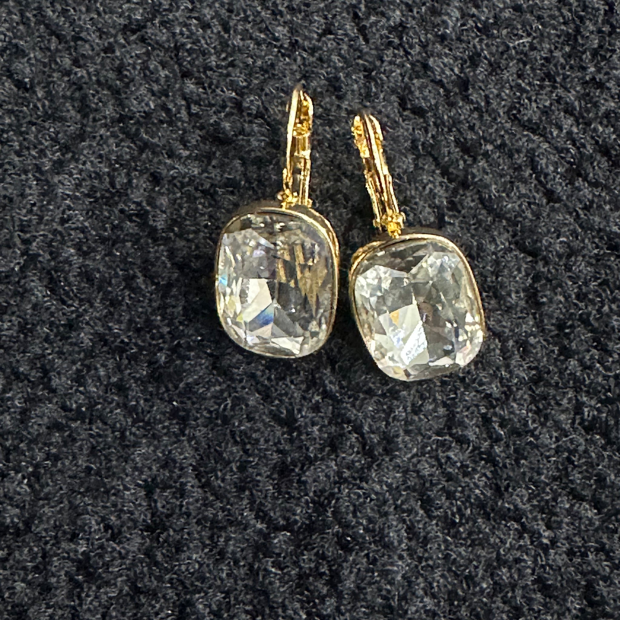 Crystal Rectangle Drop Earrings