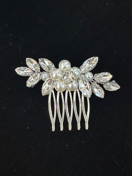 Floral Pearl and Crystal Hair Comb