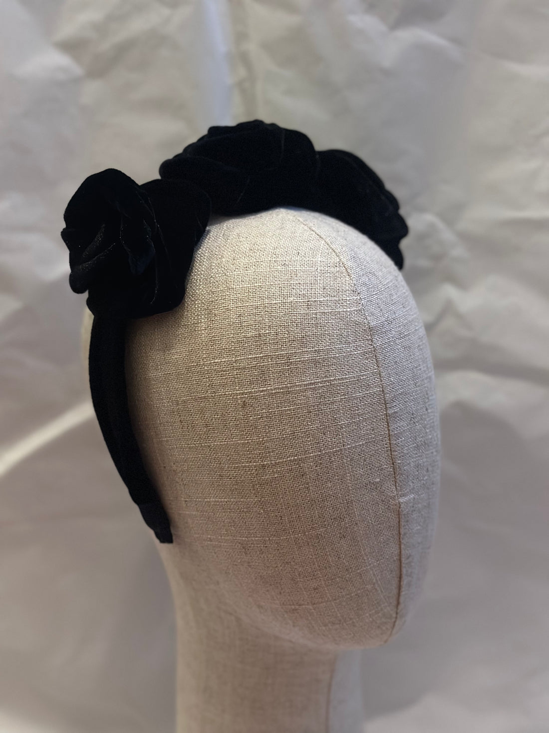 Black Velvet Roses Headband