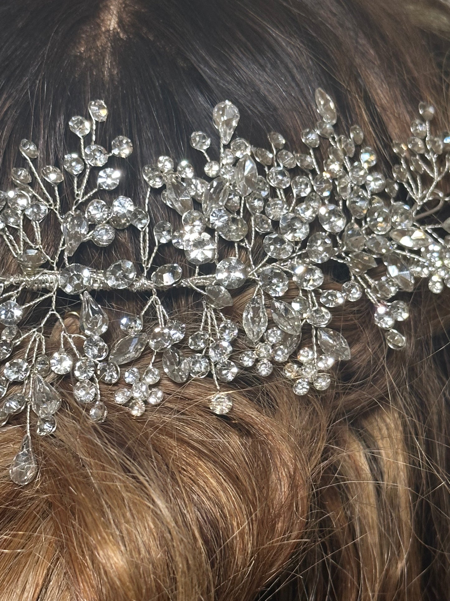 Large Cluster Crystal Hair Comb