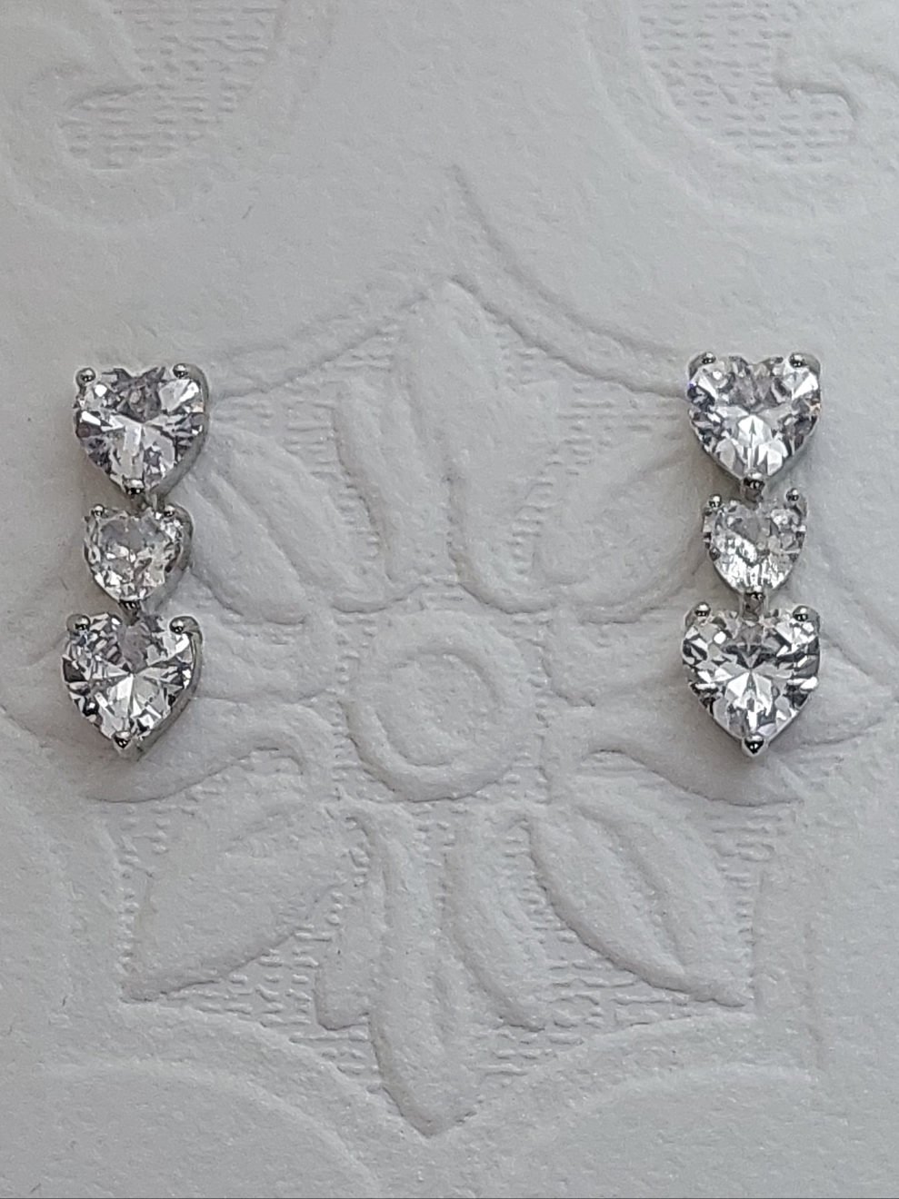 Triple Heart Long Stud Earrings