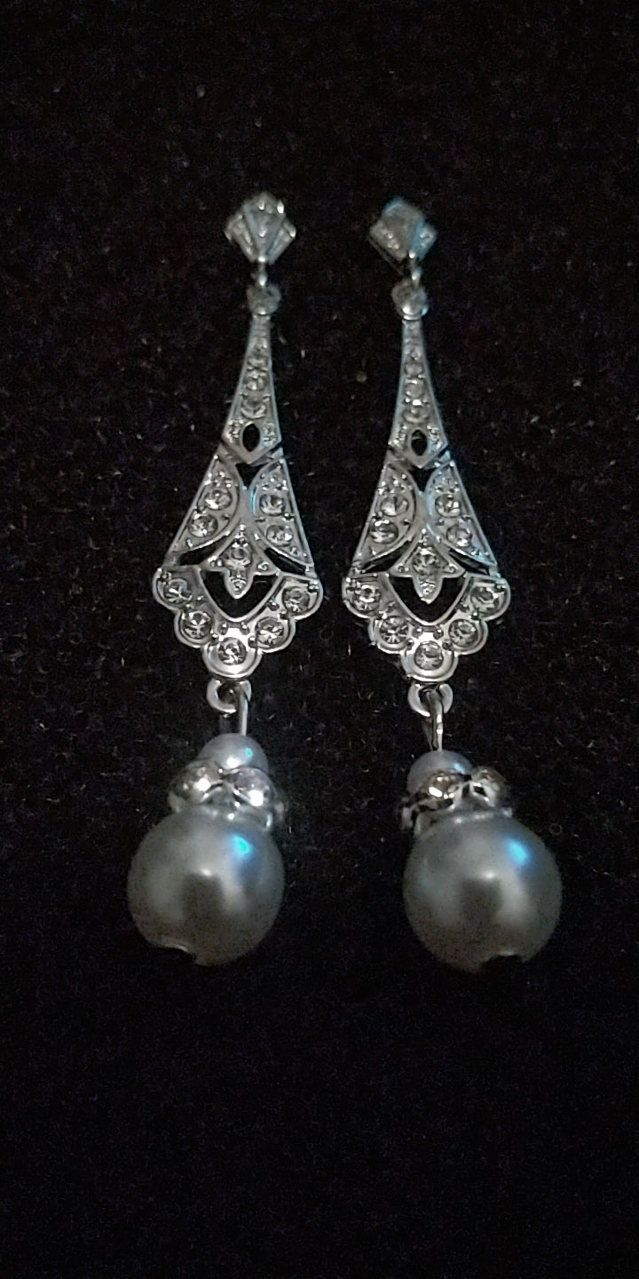 Art Deco Inspired Pearl Earrings