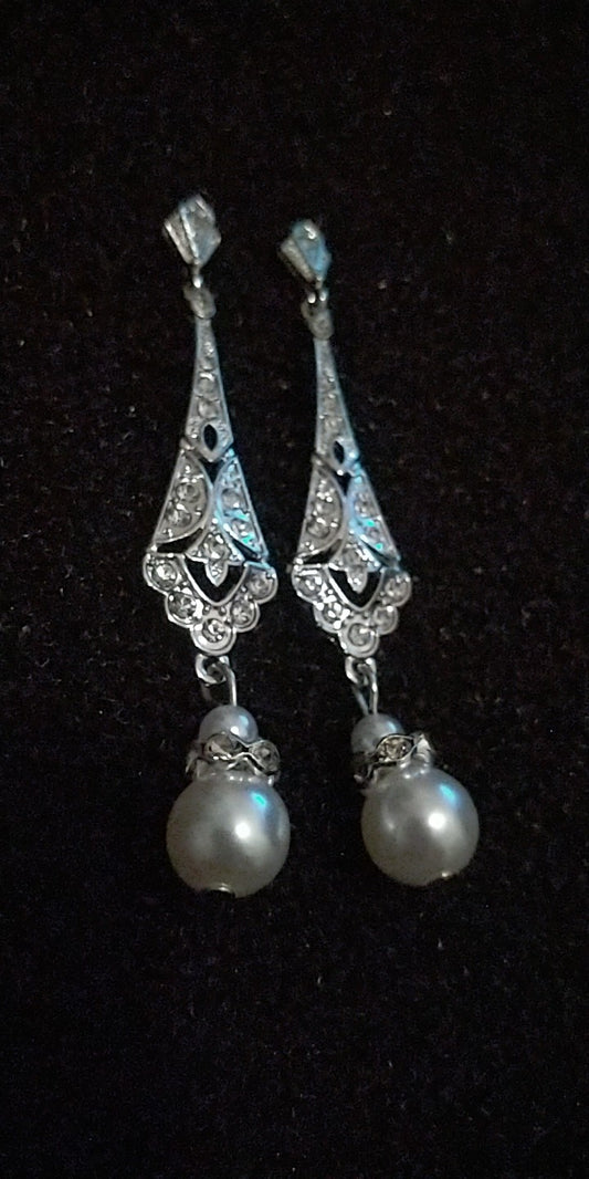 Art Deco Inspired Pearl Earrings