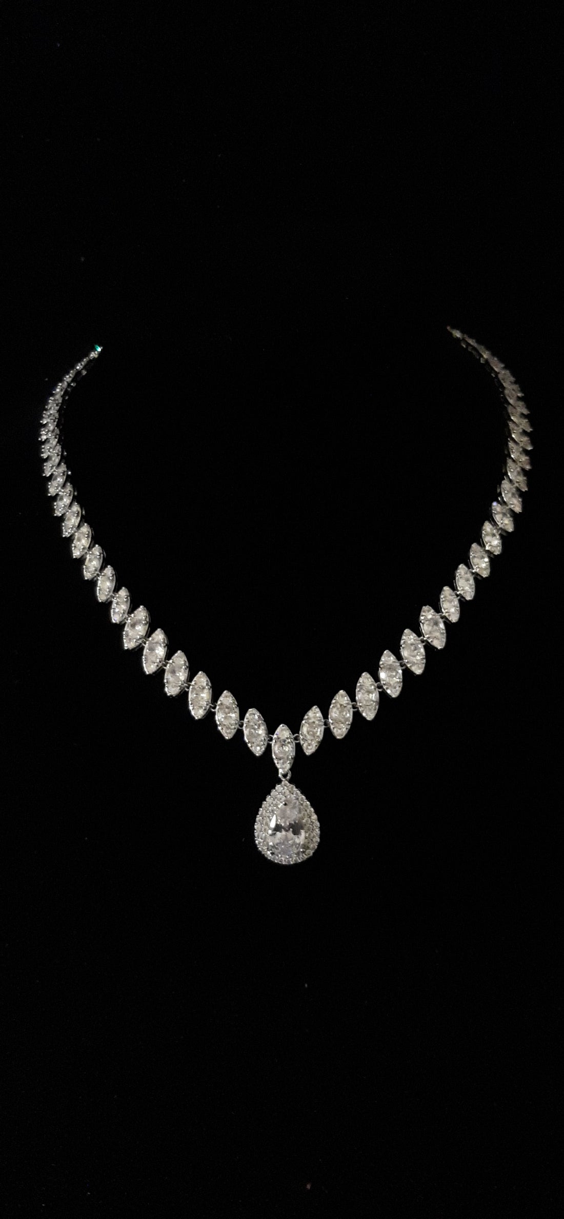 Large Teardrop Crystal Necklace Set