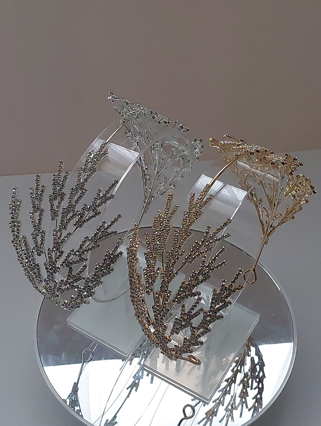 Silver Crystal Fan Headpiece