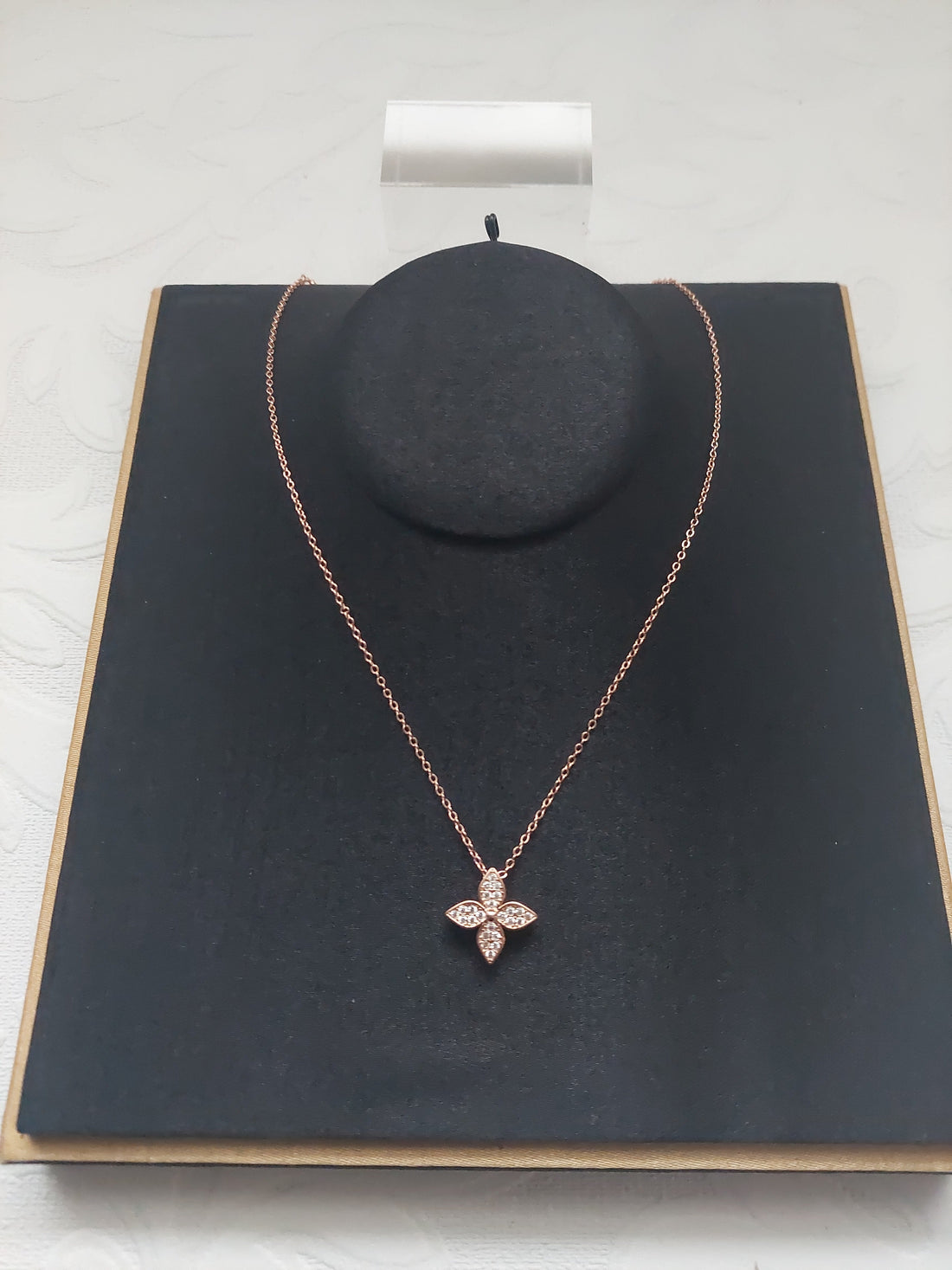 Rose Gold Floral Rhinestone Necklace