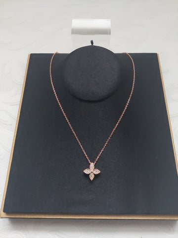 Rose Gold Floral Rhinestone Necklace