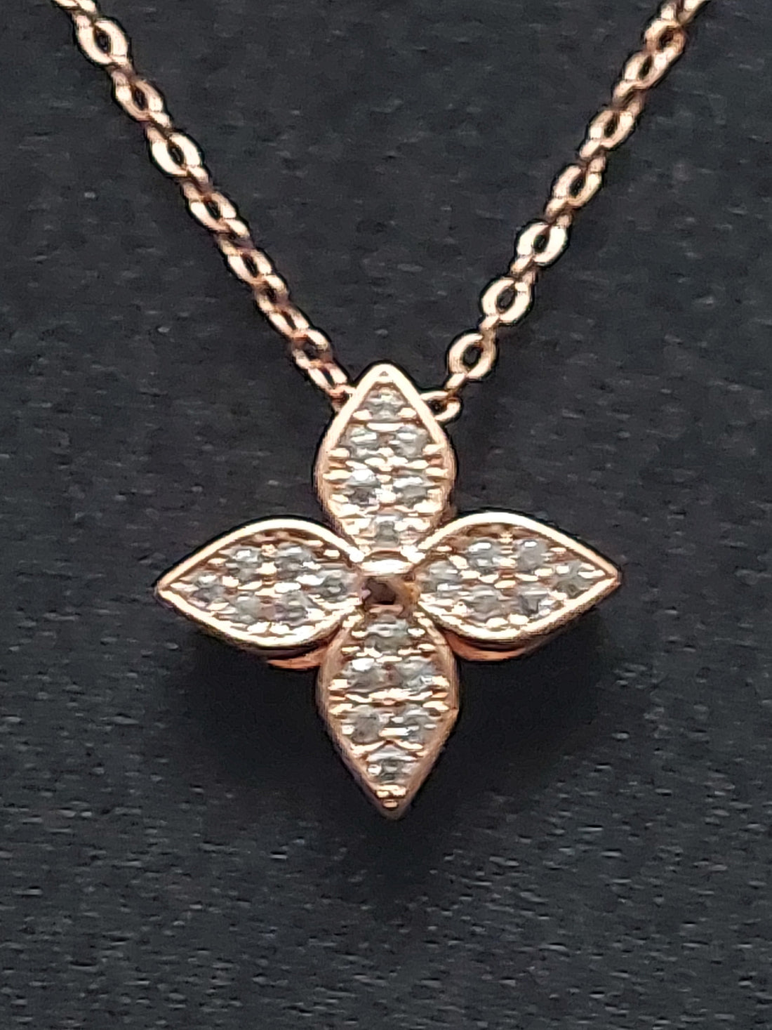 Rose Gold Floral Rhinestone Necklace