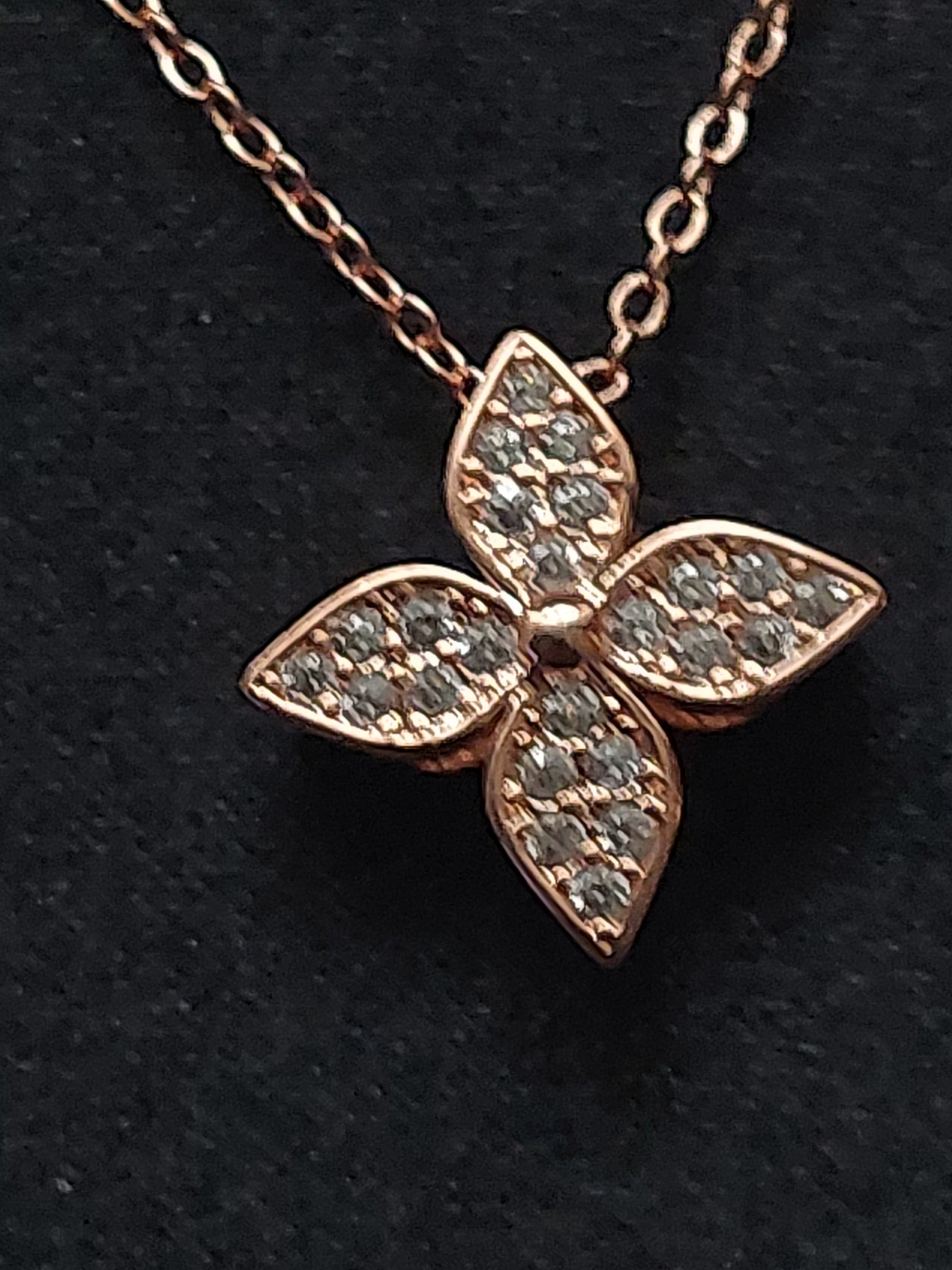 Rose Gold Floral Rhinestone Necklace