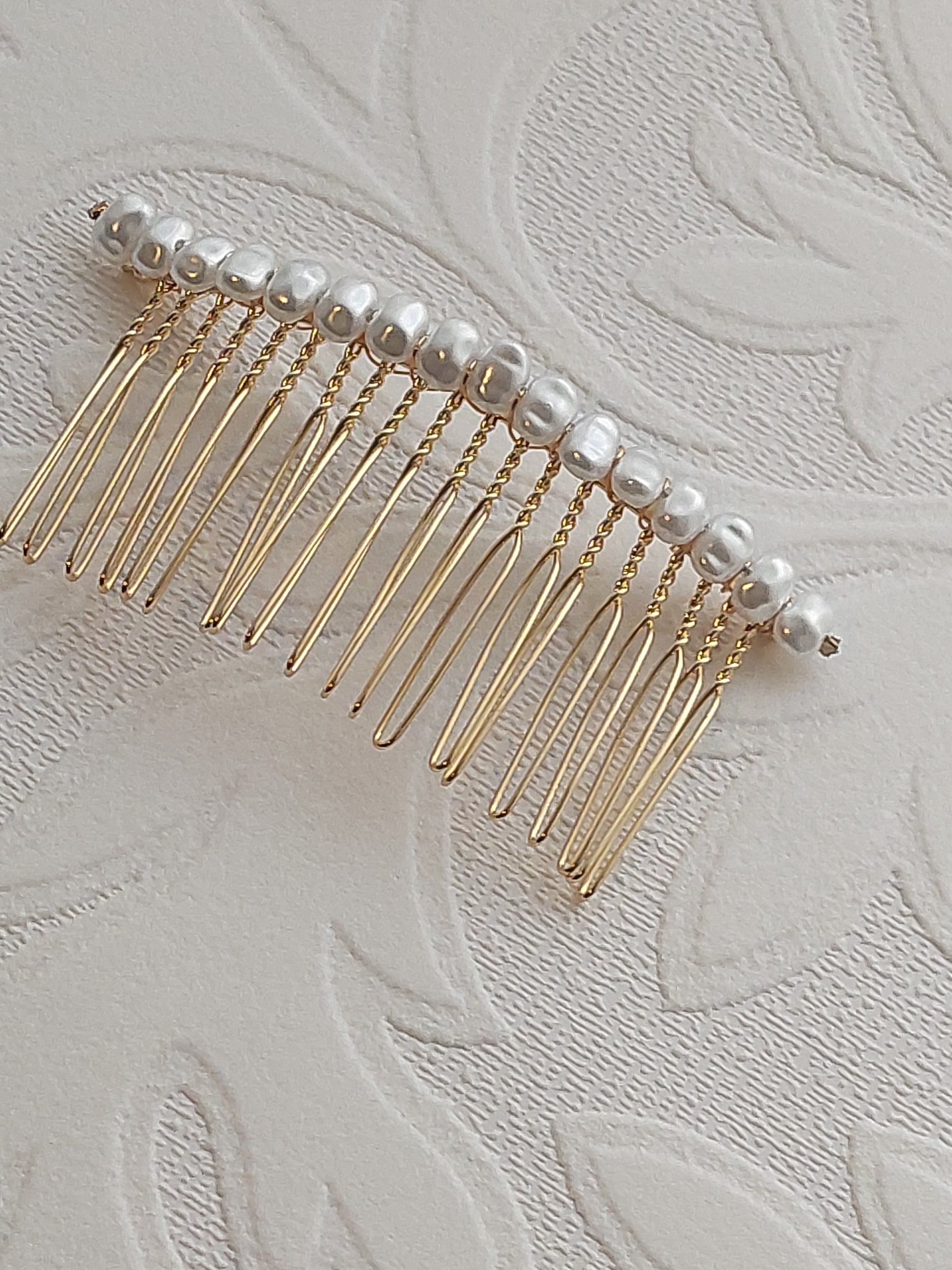 Square Pearl Hair Comb *HANDMADE*