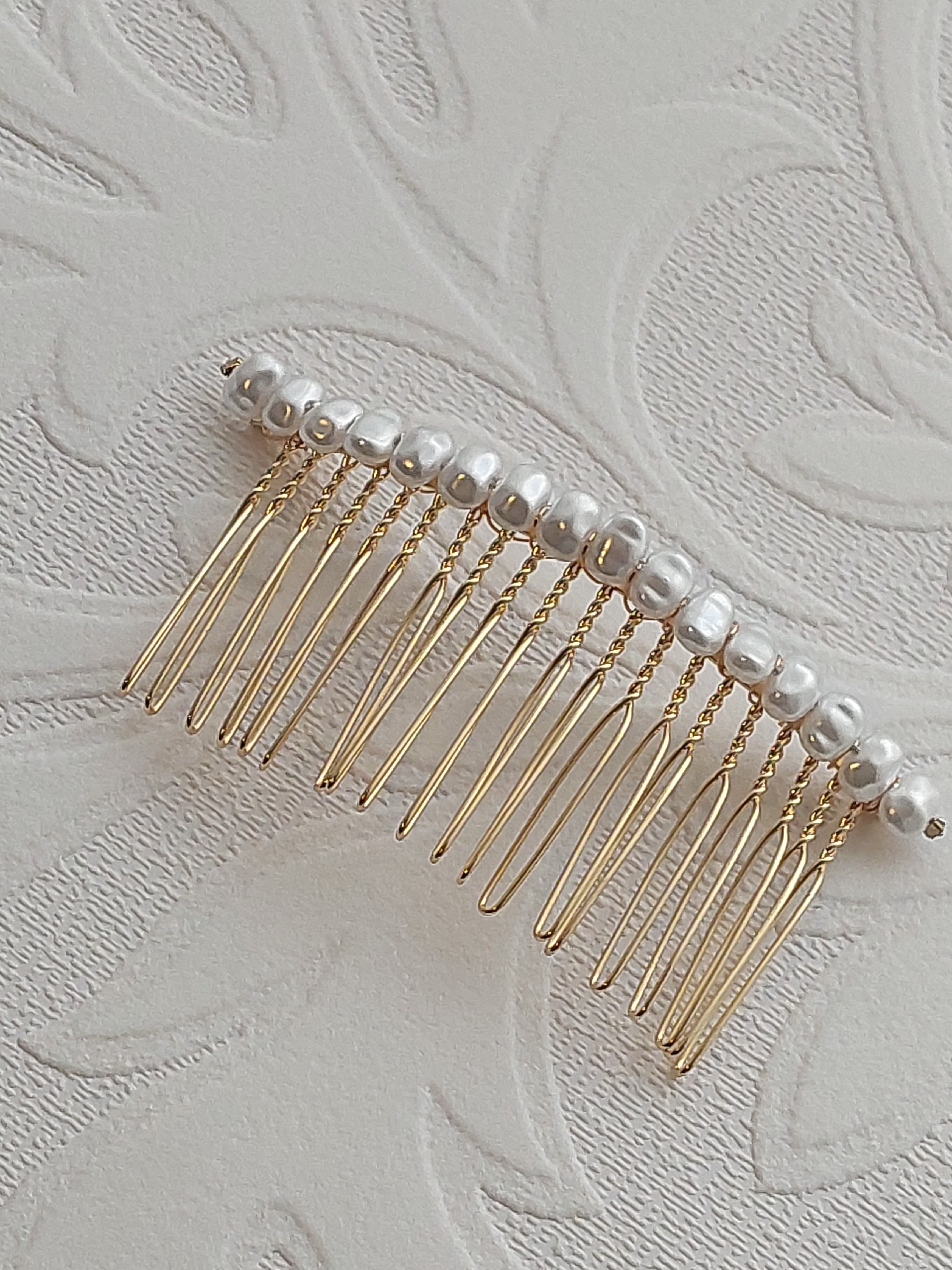 Square Pearl Hair Comb *HANDMADE*