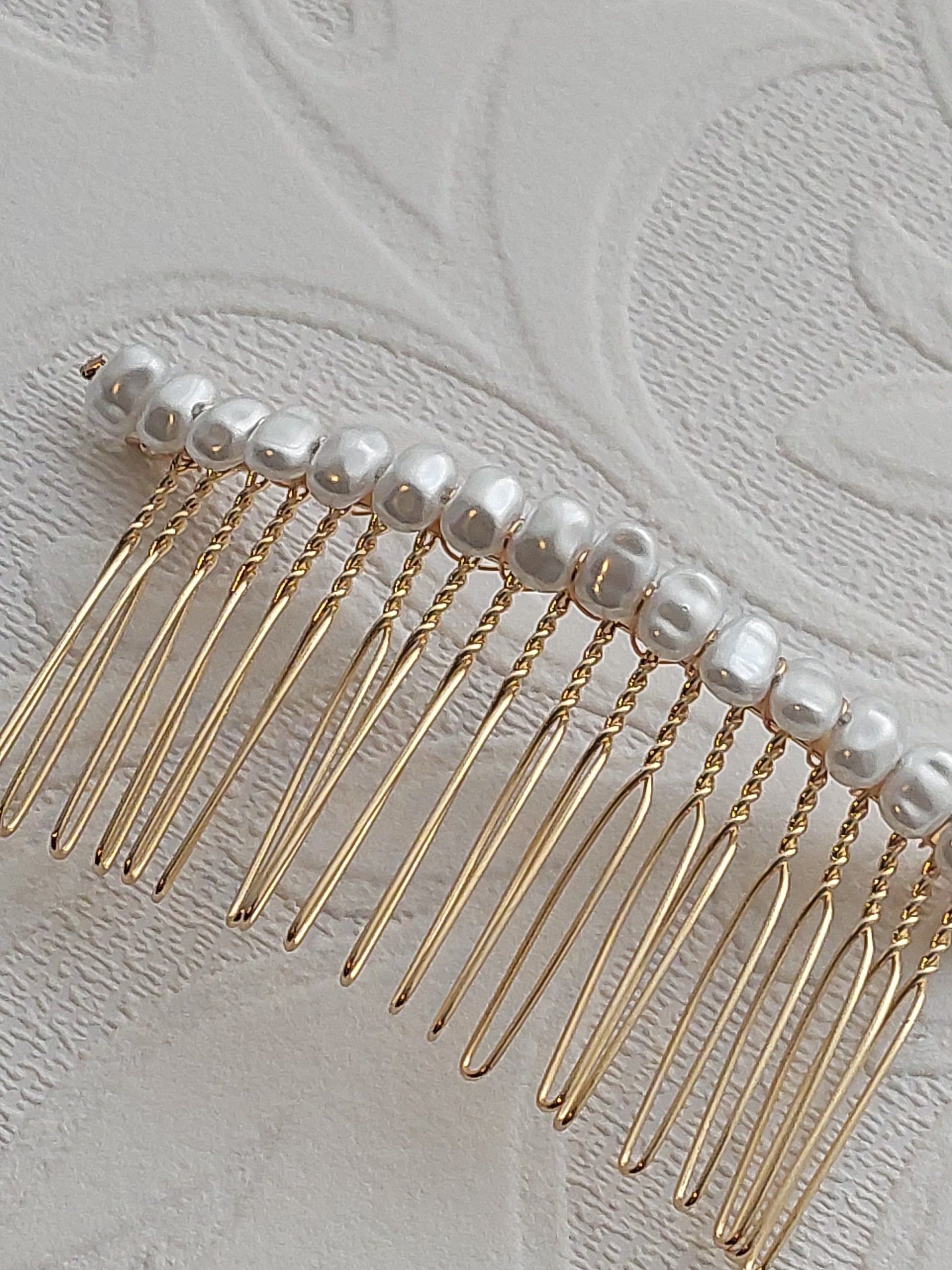Square Pearl Hair Comb *HANDMADE*