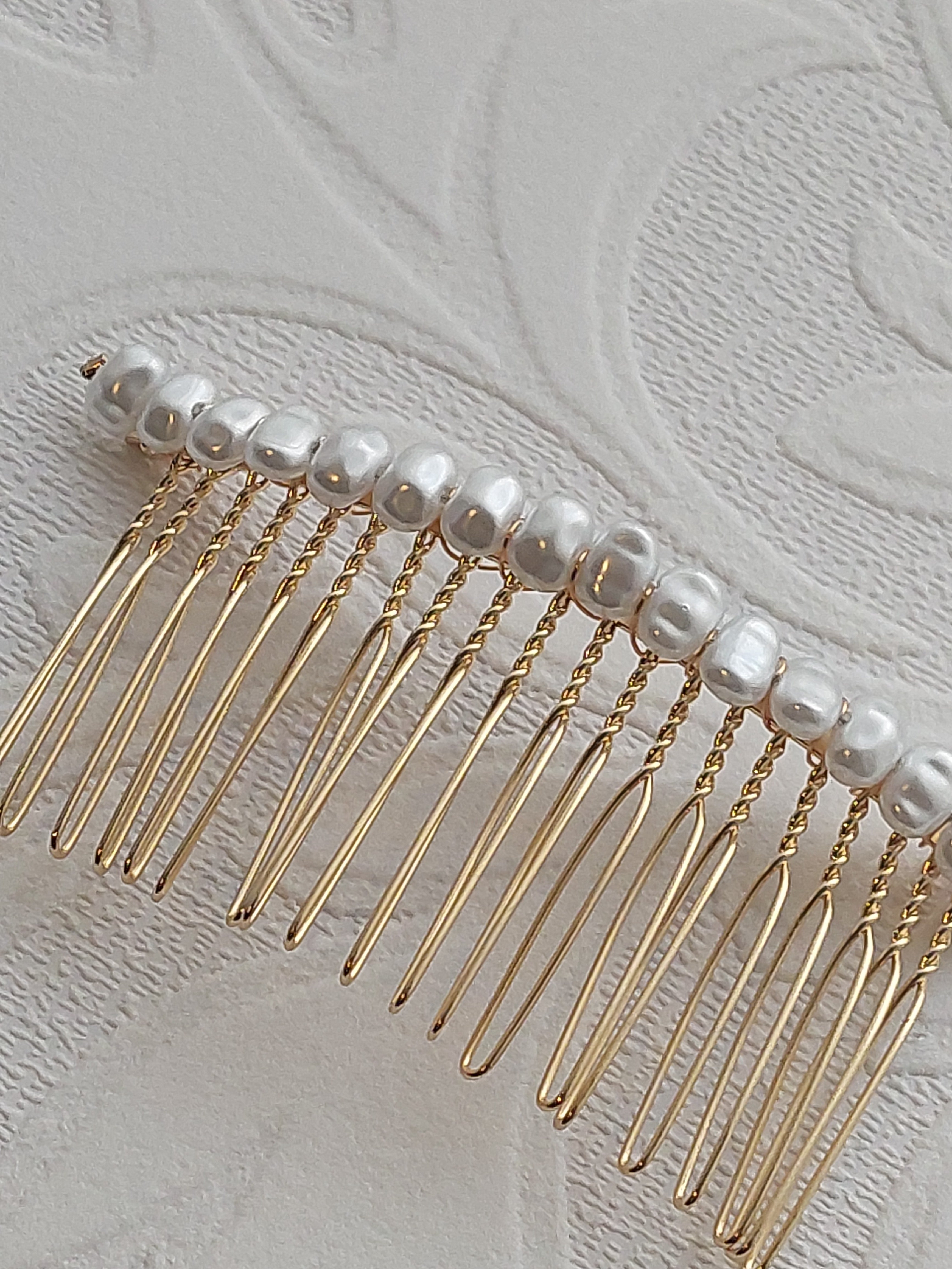 Square Pearl Hair Comb *HANDMADE*
