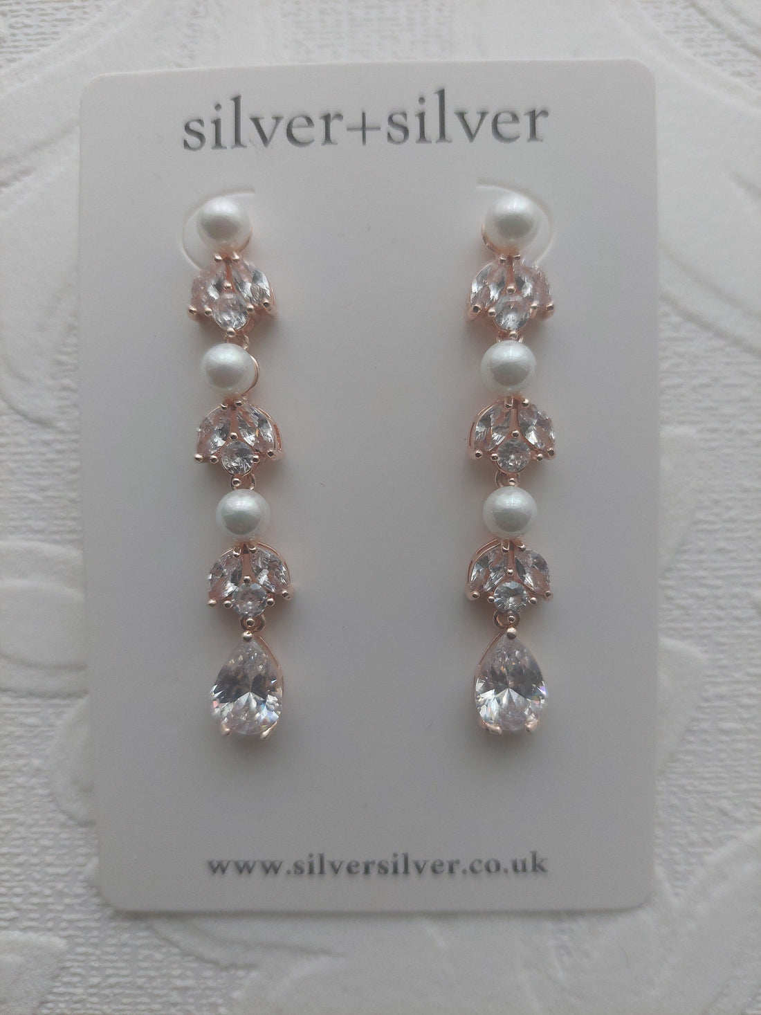 Rose Gold Triple Pearl Earrings