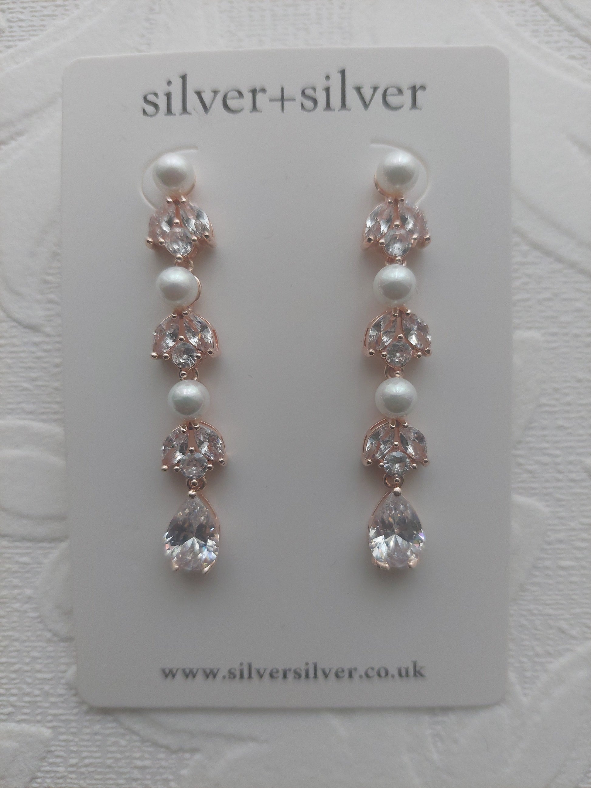 Rose Gold Triple Pearl Earrings