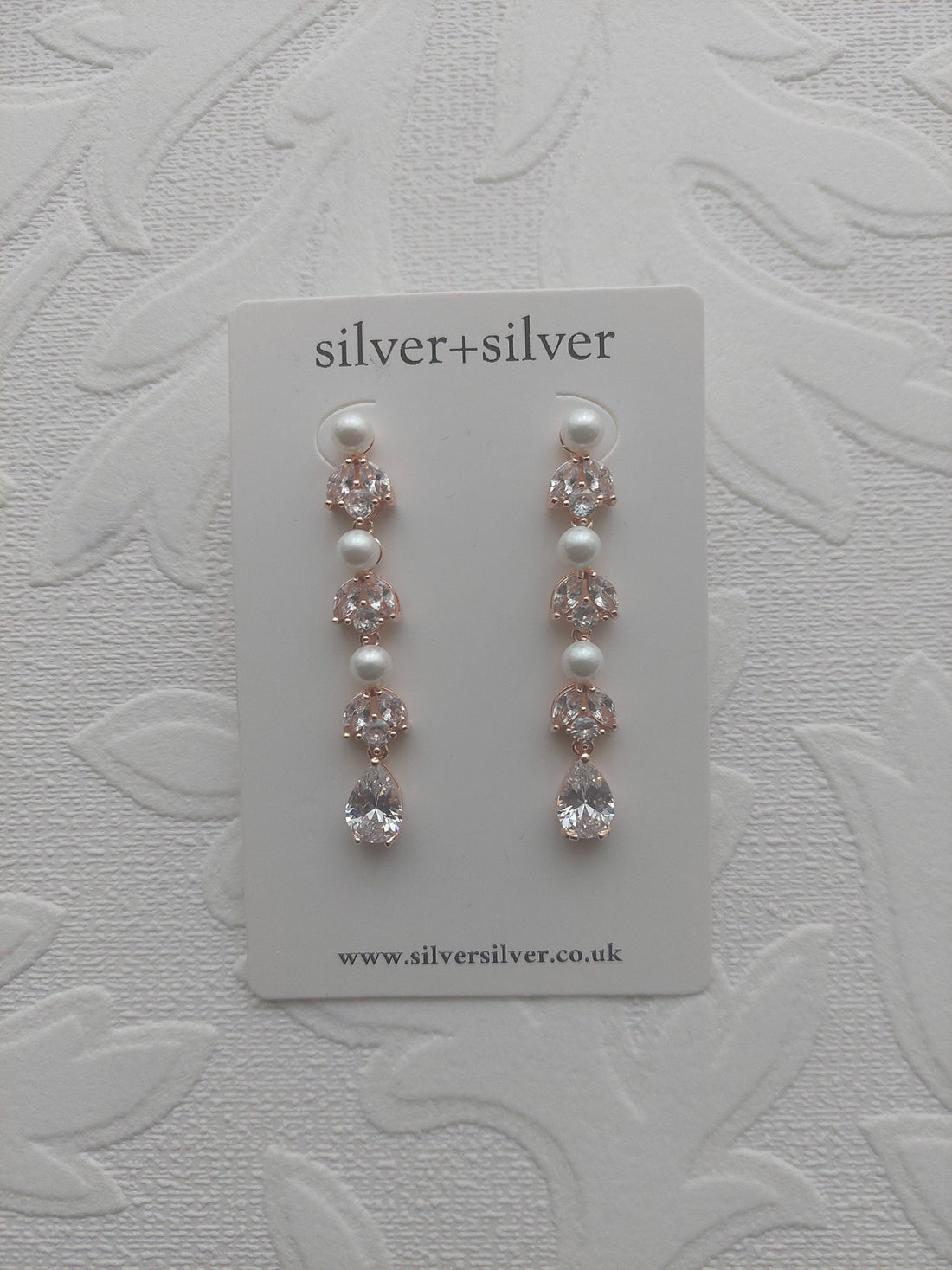 Rose Gold Triple Pearl Earrings