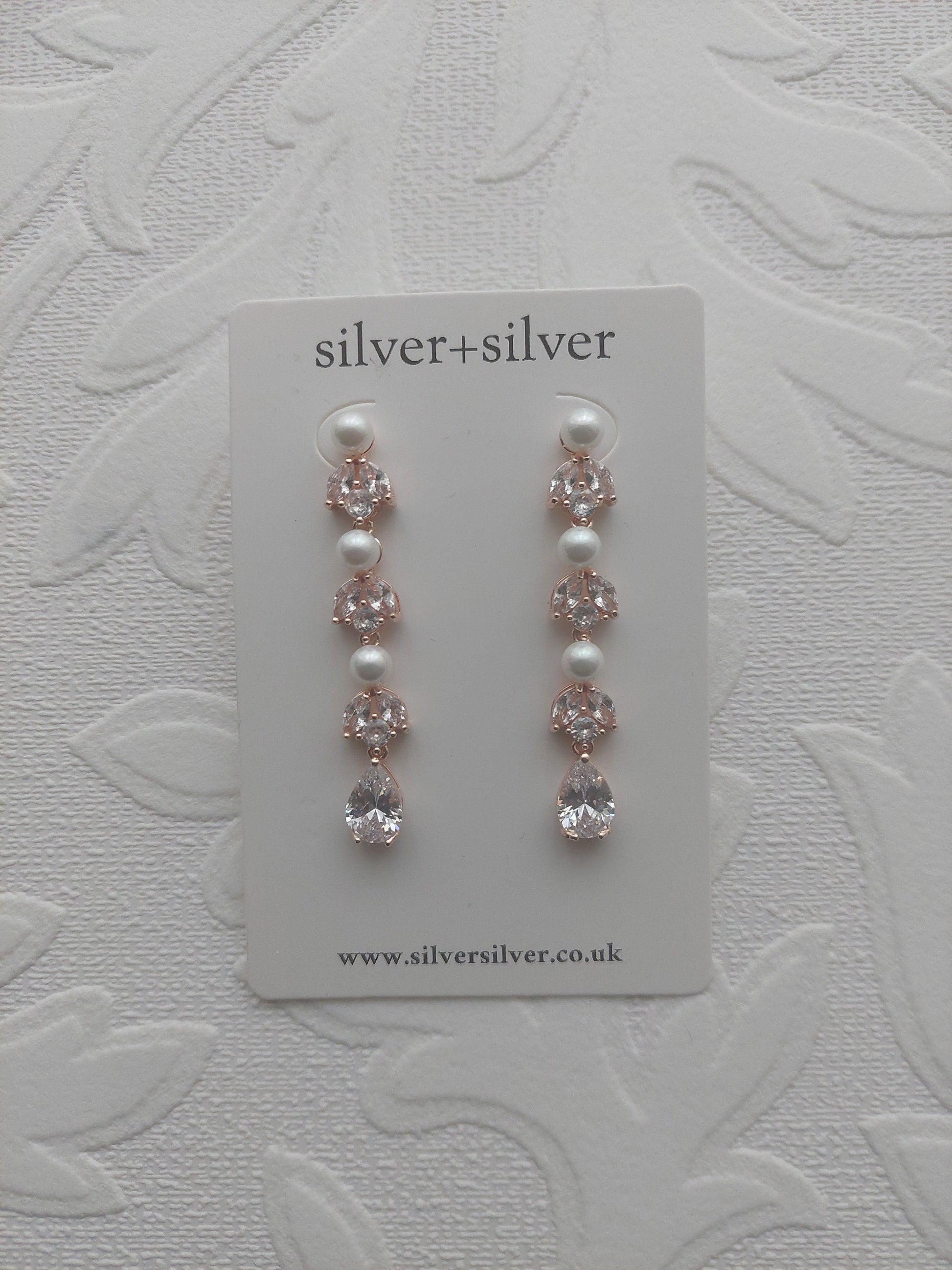 Rose Gold Triple Pearl Earrings