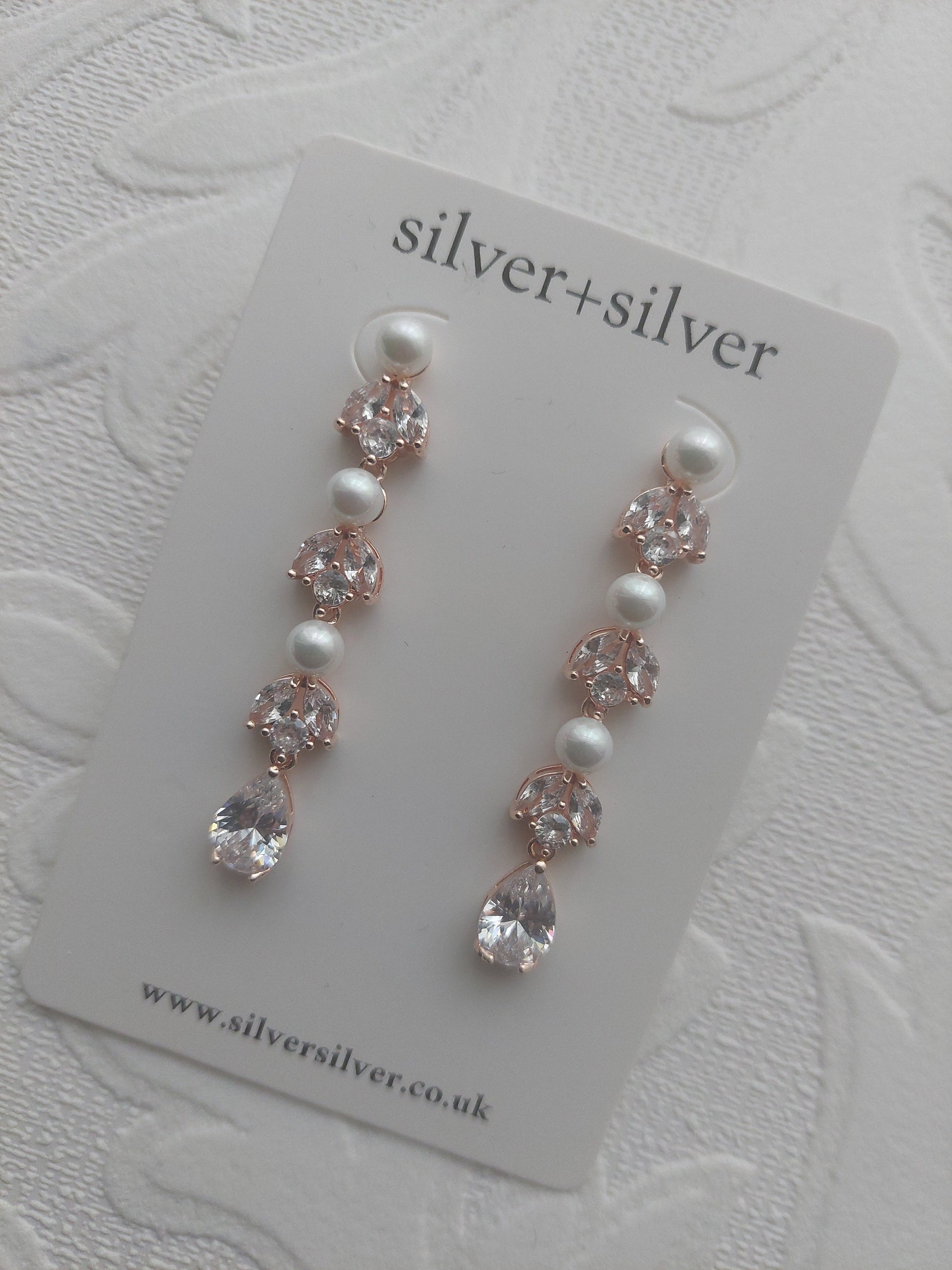Rose Gold Triple Pearl Earrings
