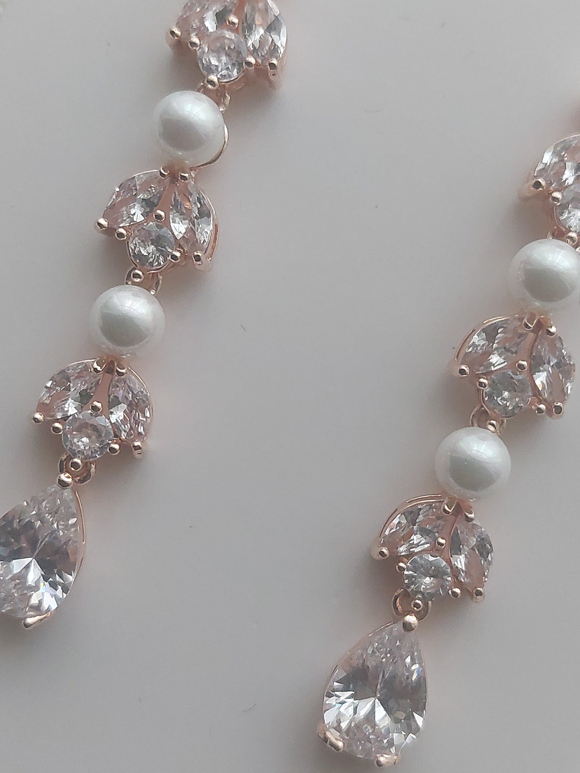 Rose Gold Triple Pearl Earrings