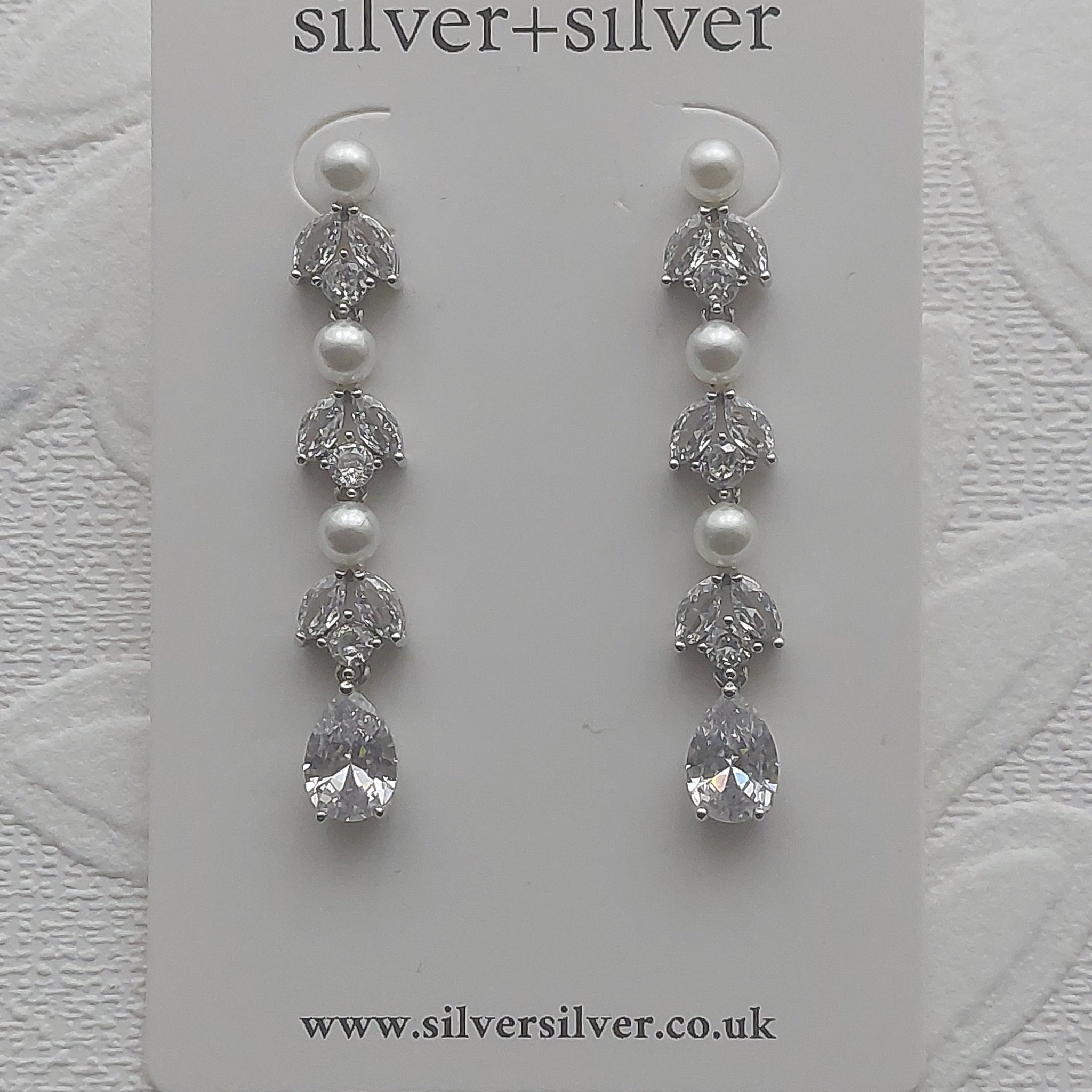 Silver Triple Pearl Earrings