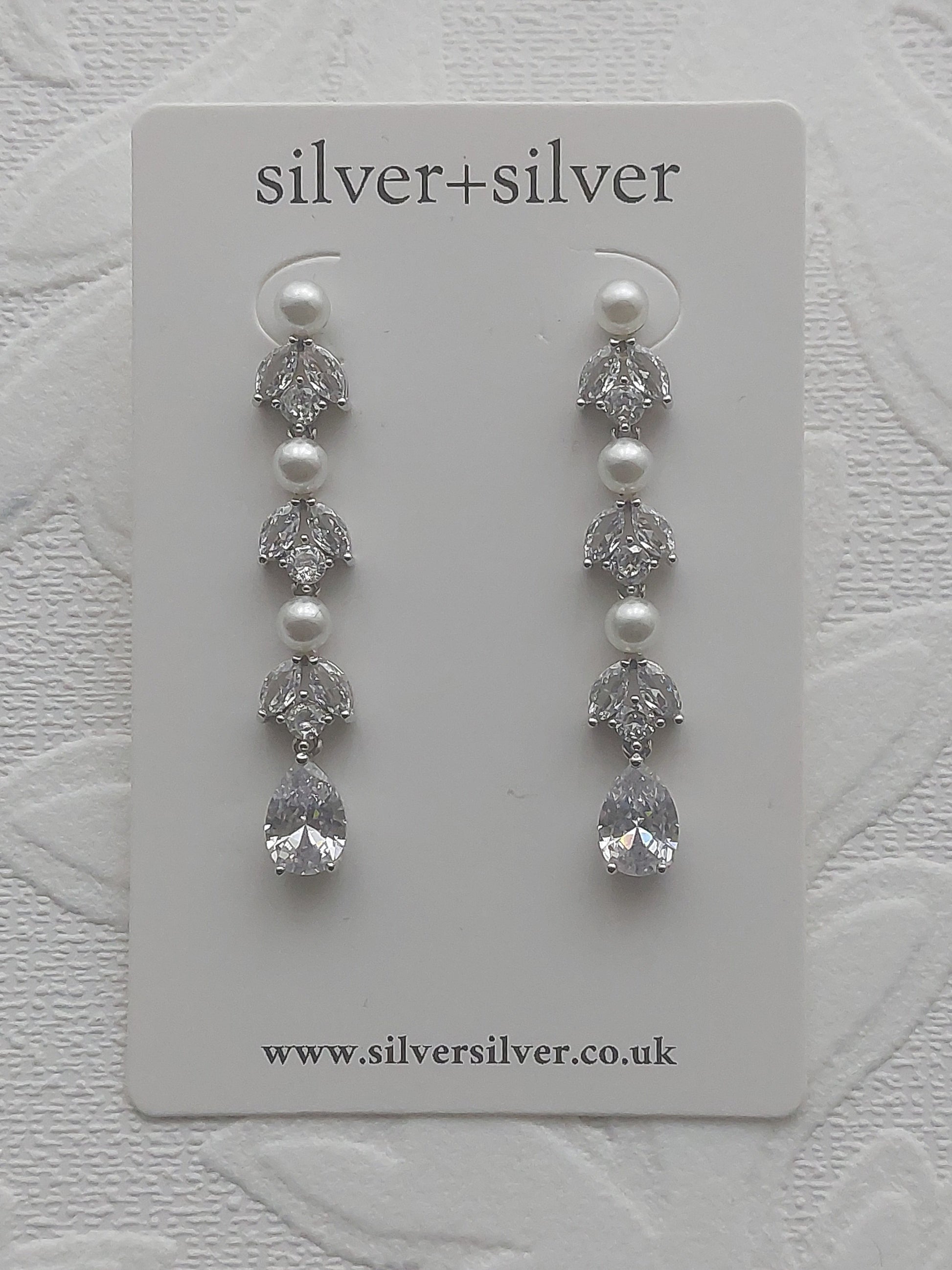 Silver Triple Pearl Earrings