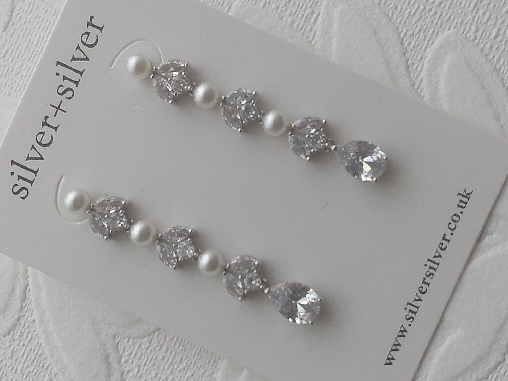 Silver Triple Pearl Earrings