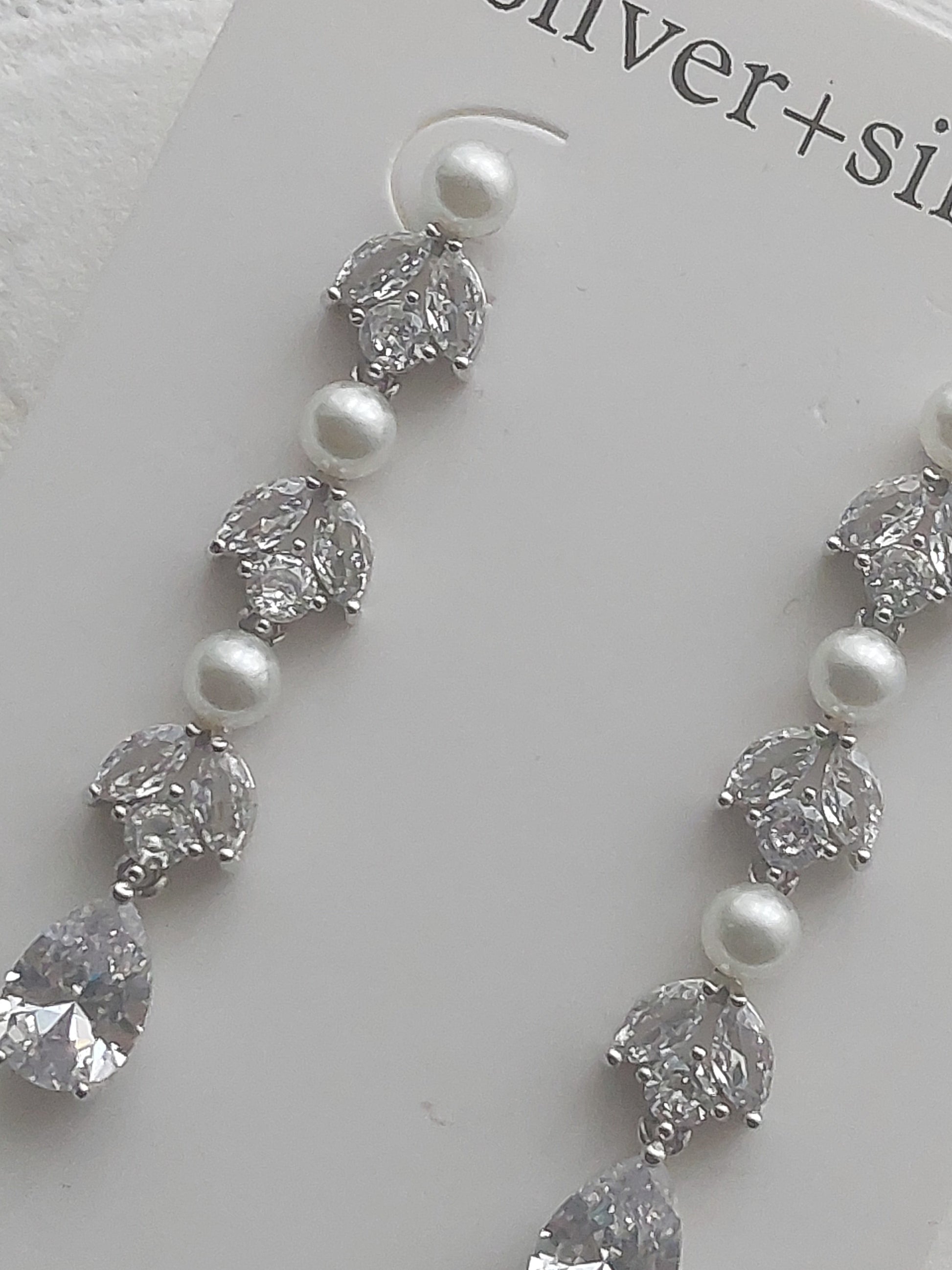 Silver Triple Pearl Earrings