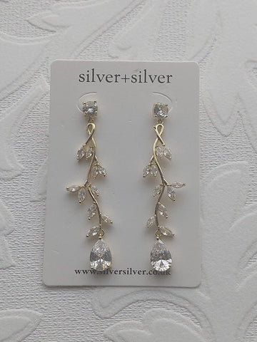 Long Gold Vine Earrings