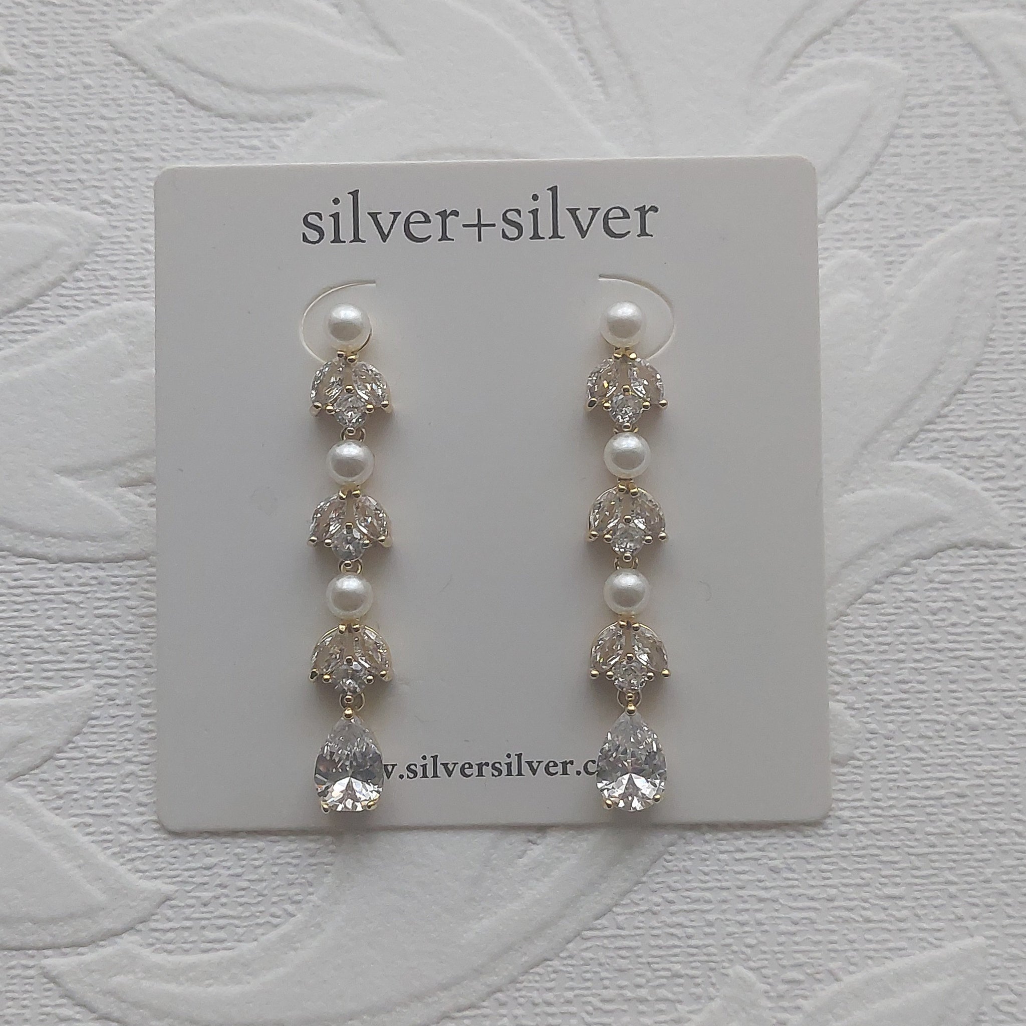 Gold Triple Pearl Earrings