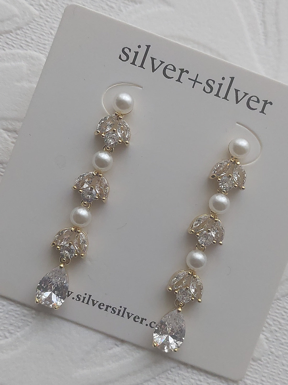 Gold Triple Pearl Earrings