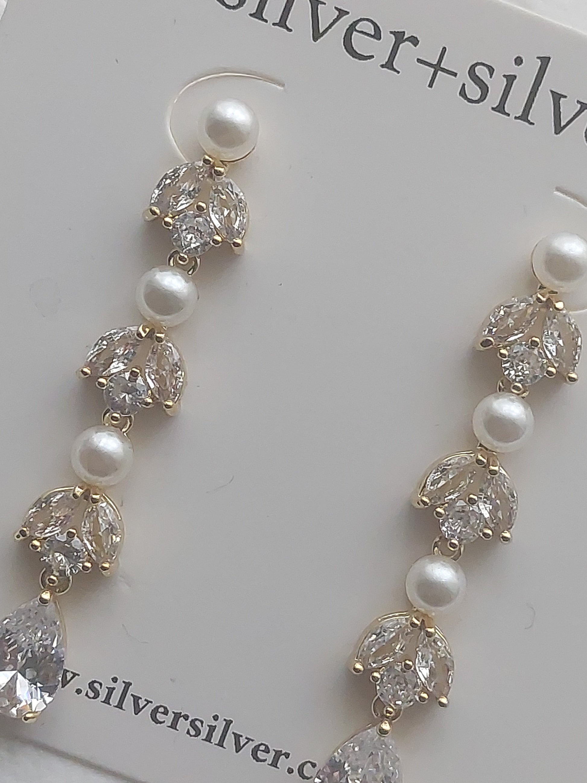 Gold Triple Pearl Earrings