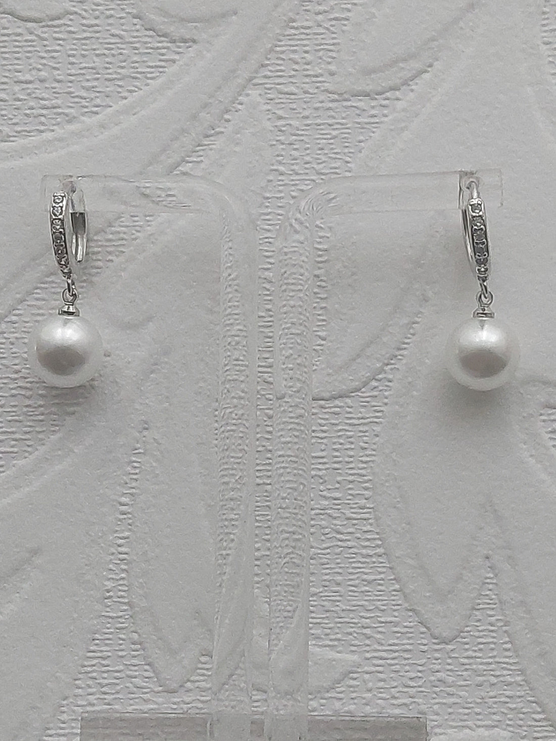 Rhinestone Hoop Drop Pearl Earrings