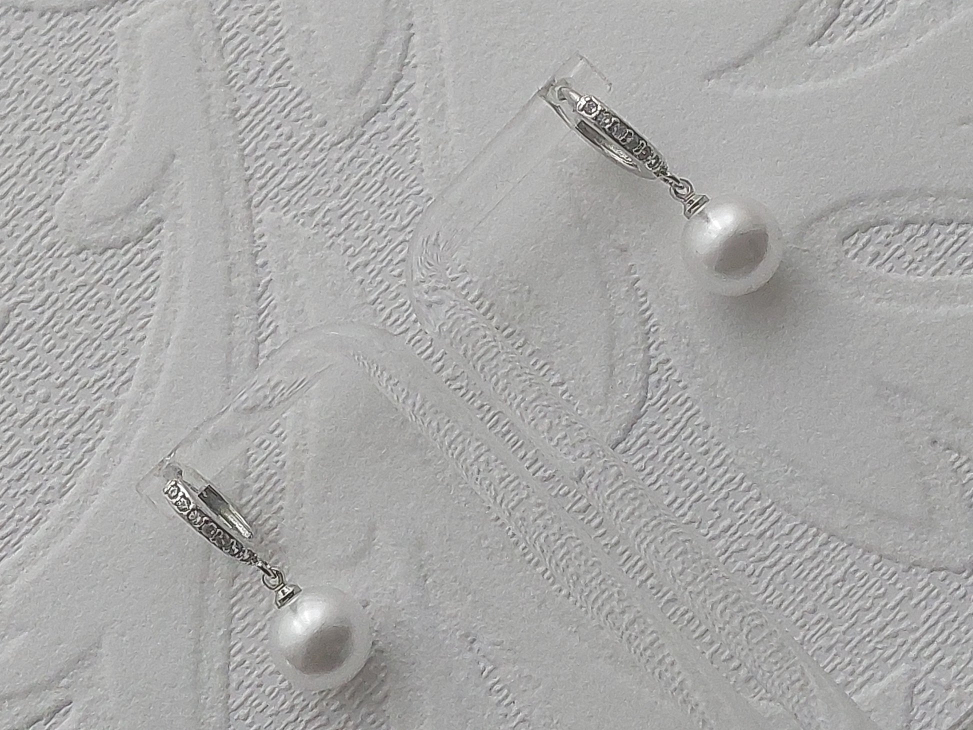 Rhinestone Hoop Drop Pearl Earrings