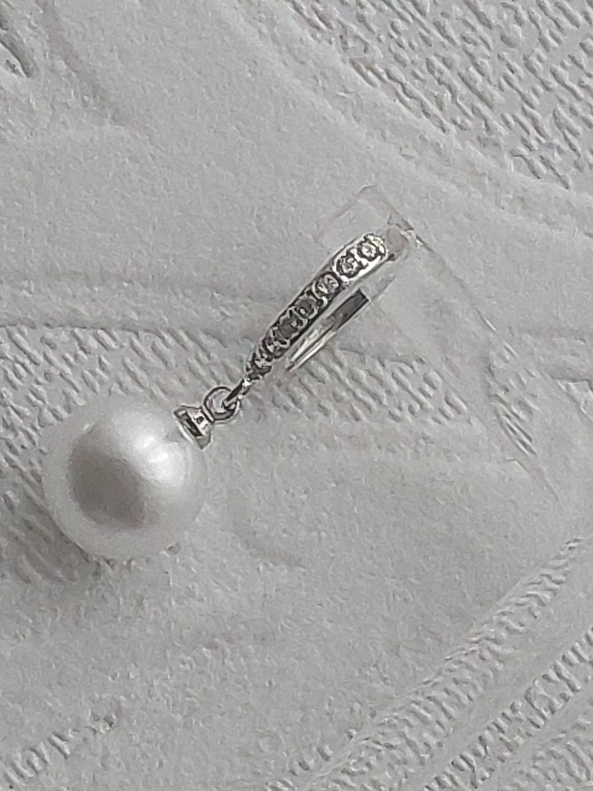 Rhinestone Hoop Drop Pearl Earrings