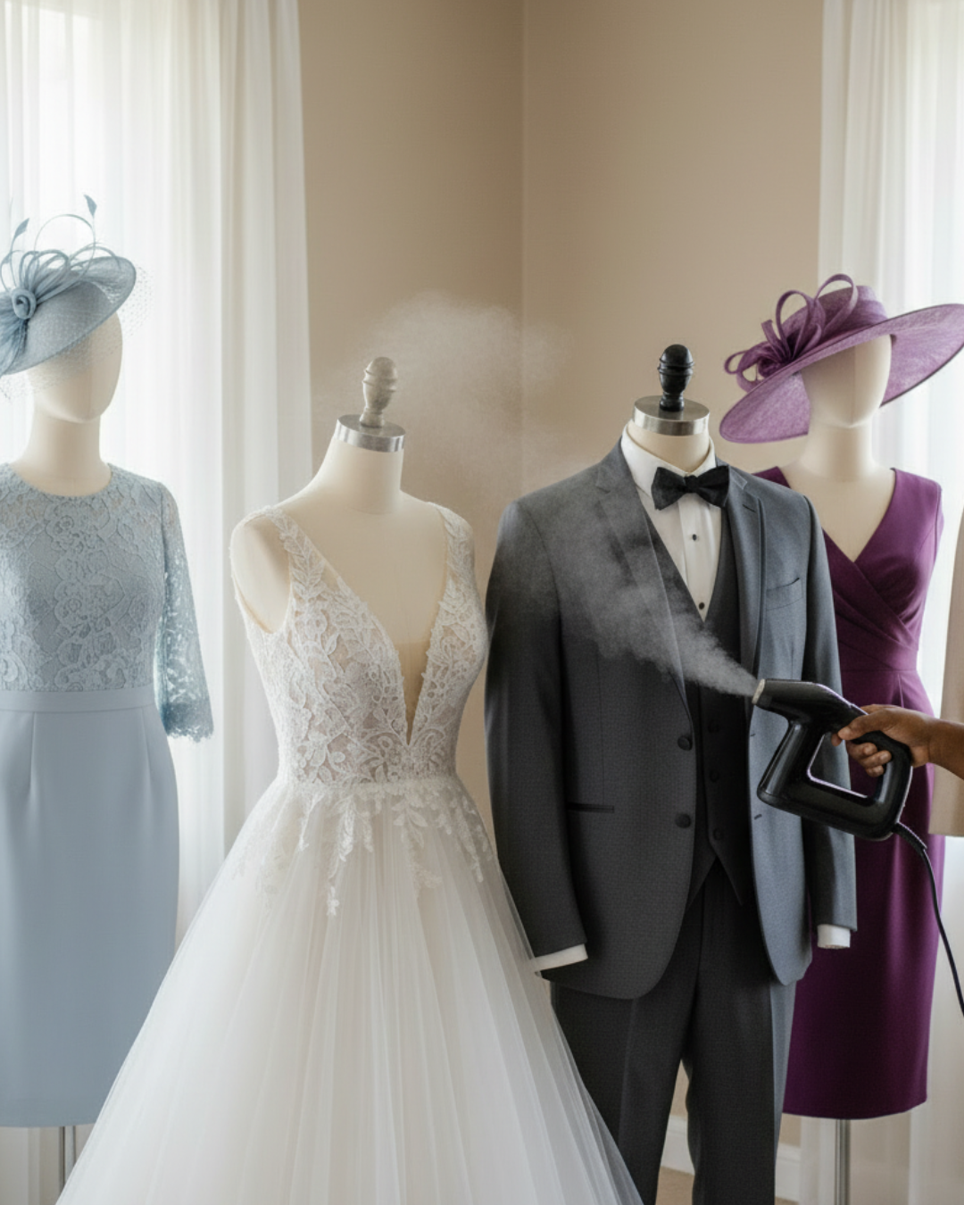 mobile bridal dresser steaming wedding dress London hotel bride preparation